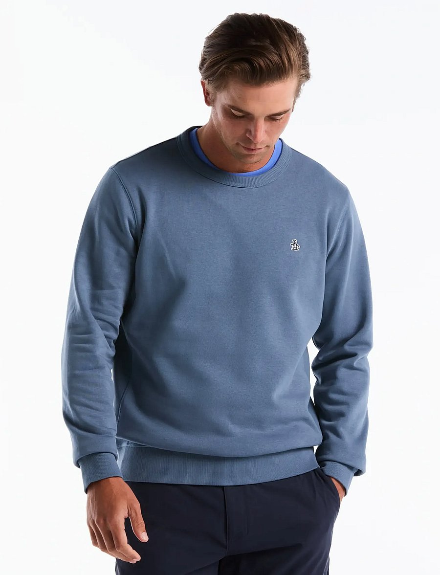 Original Penguin - ORG FLC CREW NECK STI - teddy sweaters - copen blue - 0