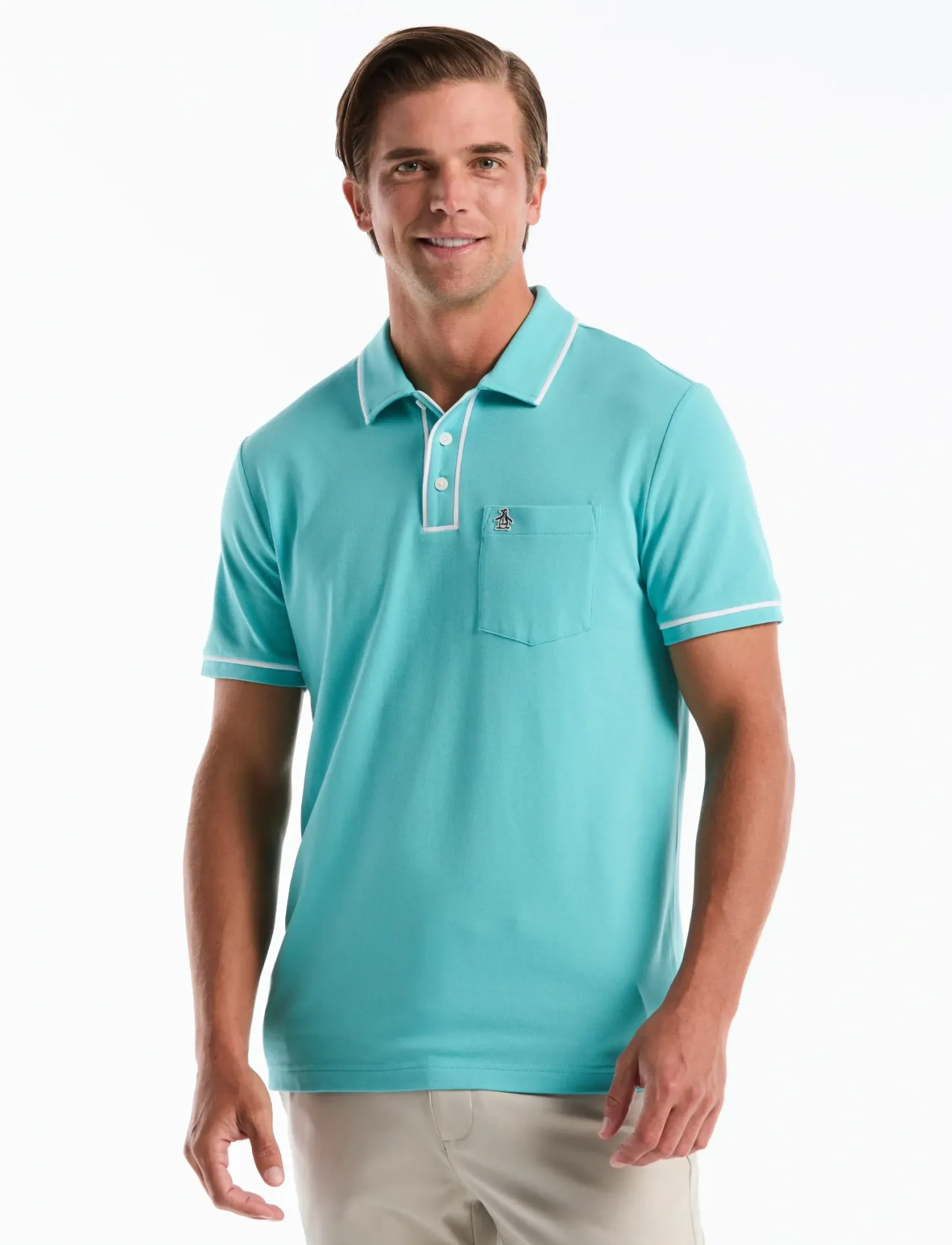 Original Penguin Earl Tncl Piq Sticke, L, Blue, Poloer > Kortærmede, Herre