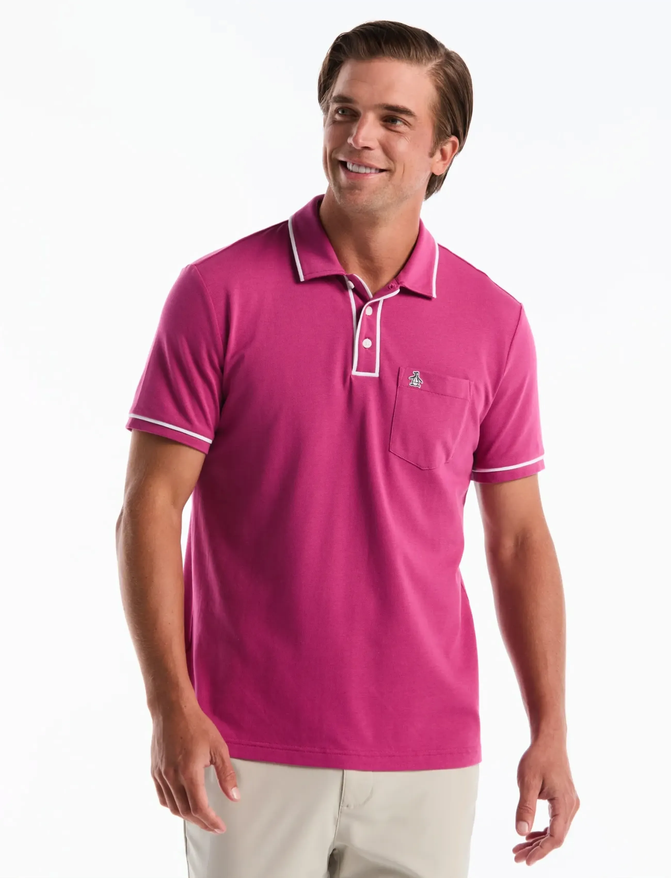 Original Penguin Earl Tncl Piq Sticke, XXL, Pink, Poloer > Kortærmede, Herre