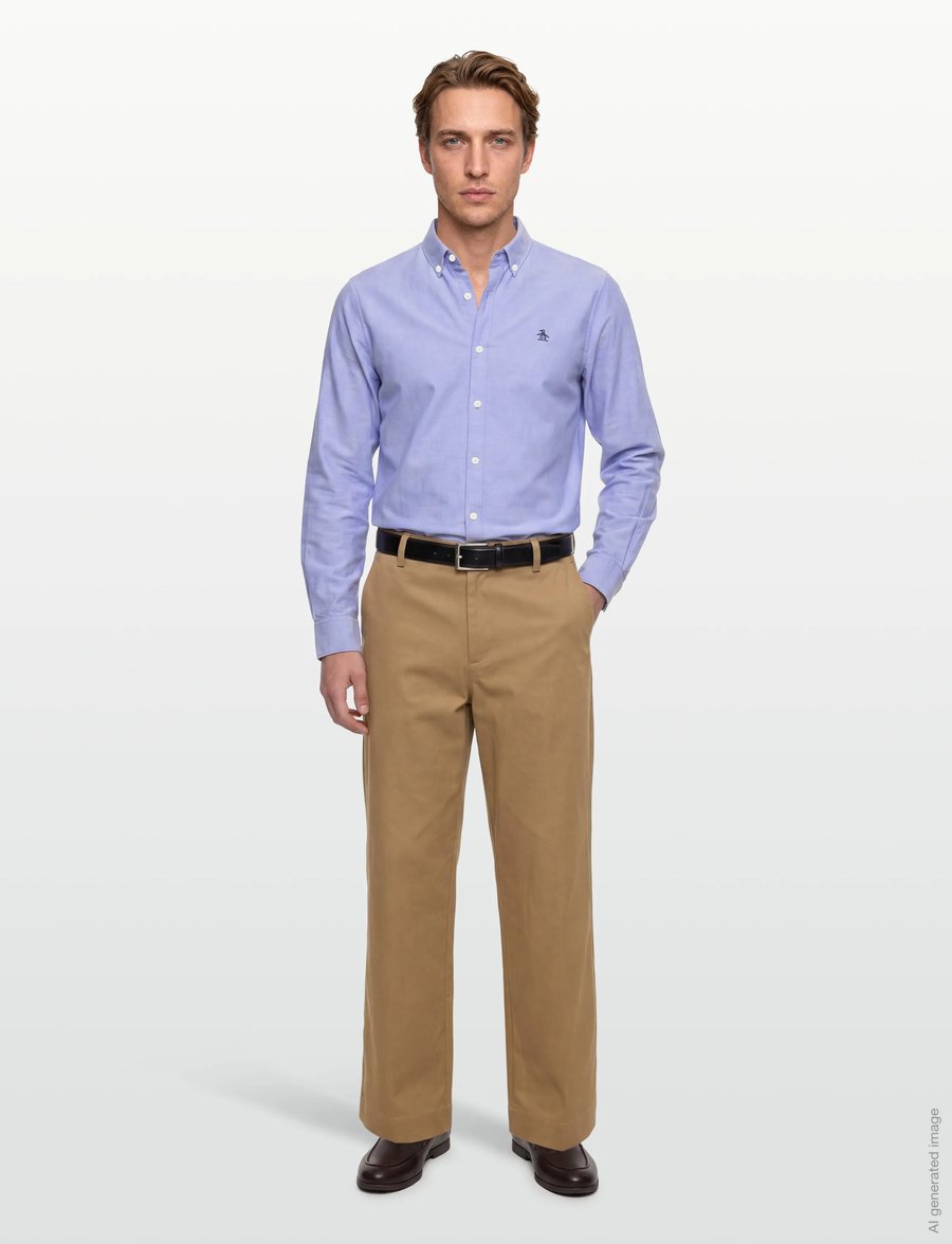 Original Penguin - LS OXFORD STRTCH NO - oxford-skjortor - amparo blue - 0