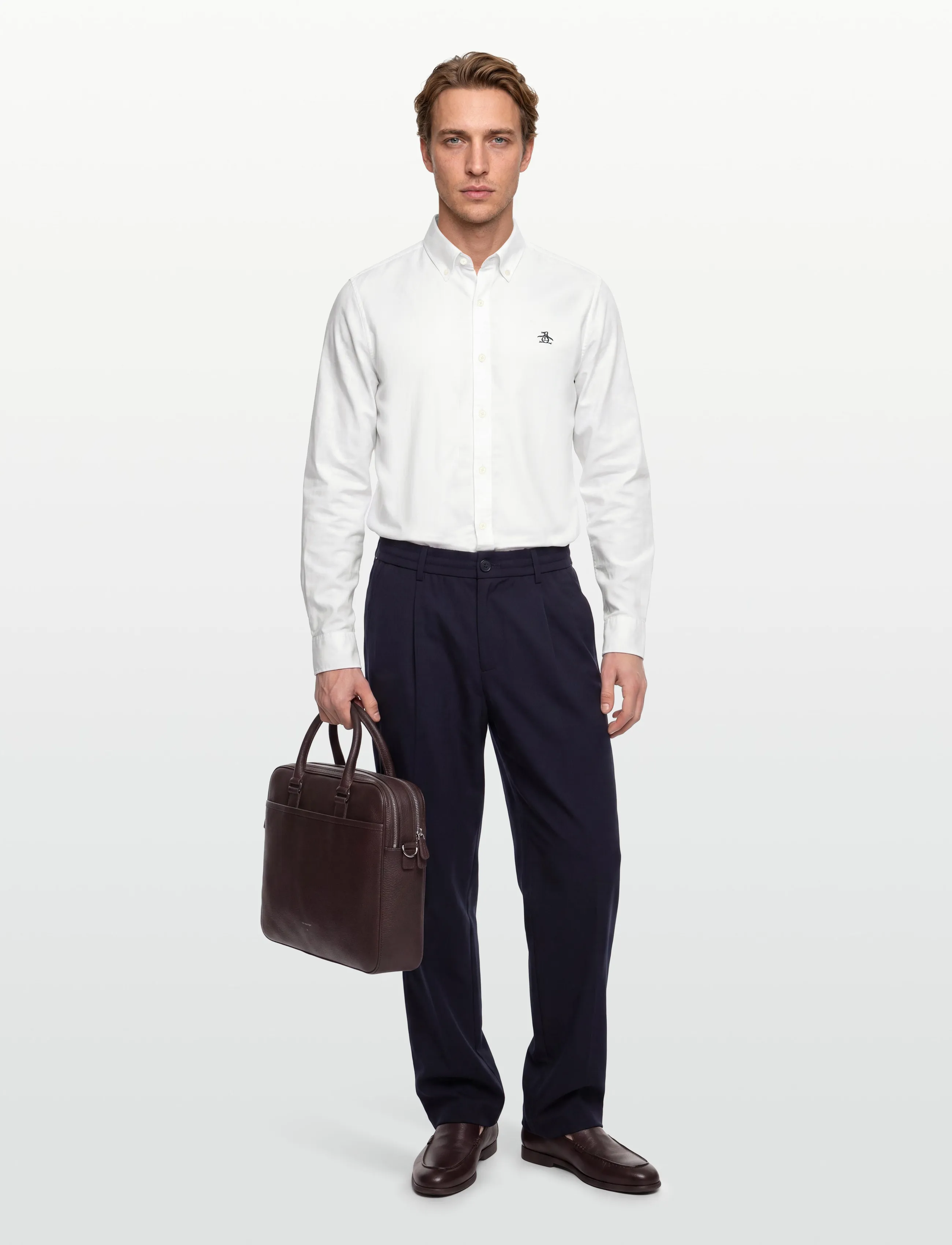 Original Penguin Ls Oxford Strtch No, M, White, Skjorter > Afslappet, Herre