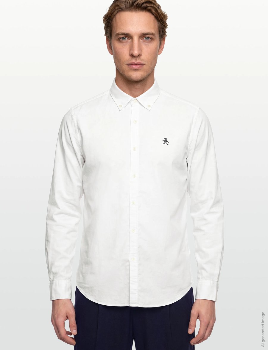 Original Penguin - LS OXFORD STRTCH NO - oxford skjorter - bright white - 3