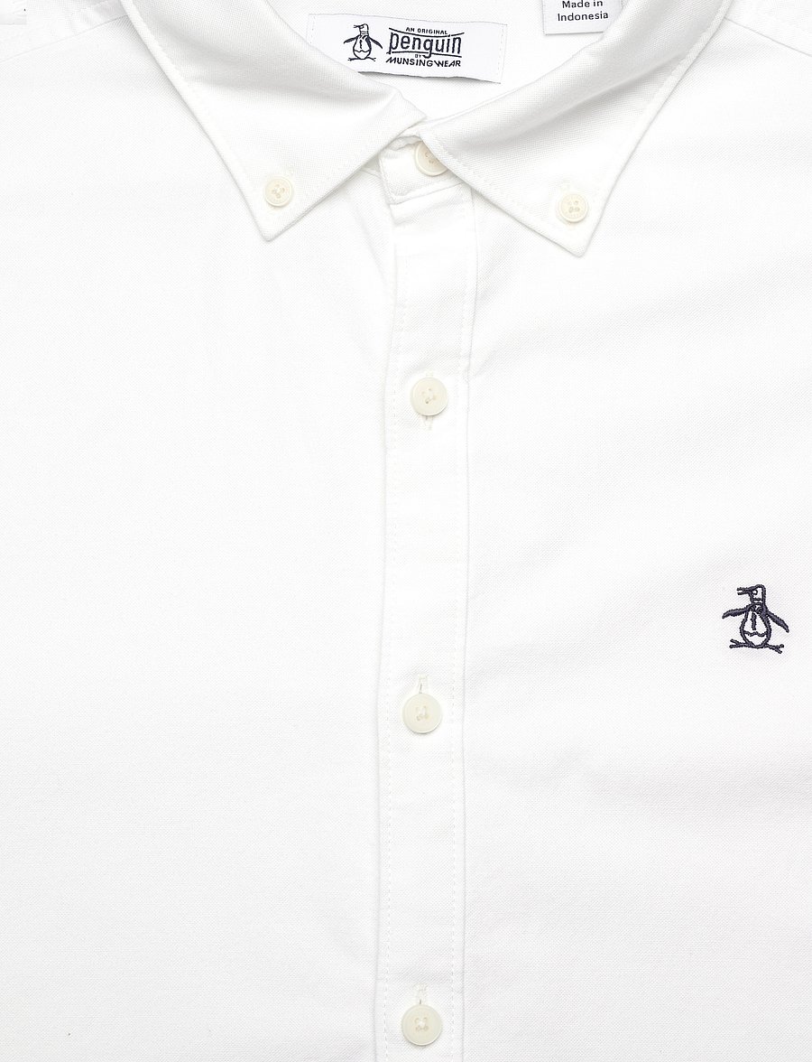 Original Penguin - LS OXFORD STRTCH NO - oxford stila krekli - bright white - 2