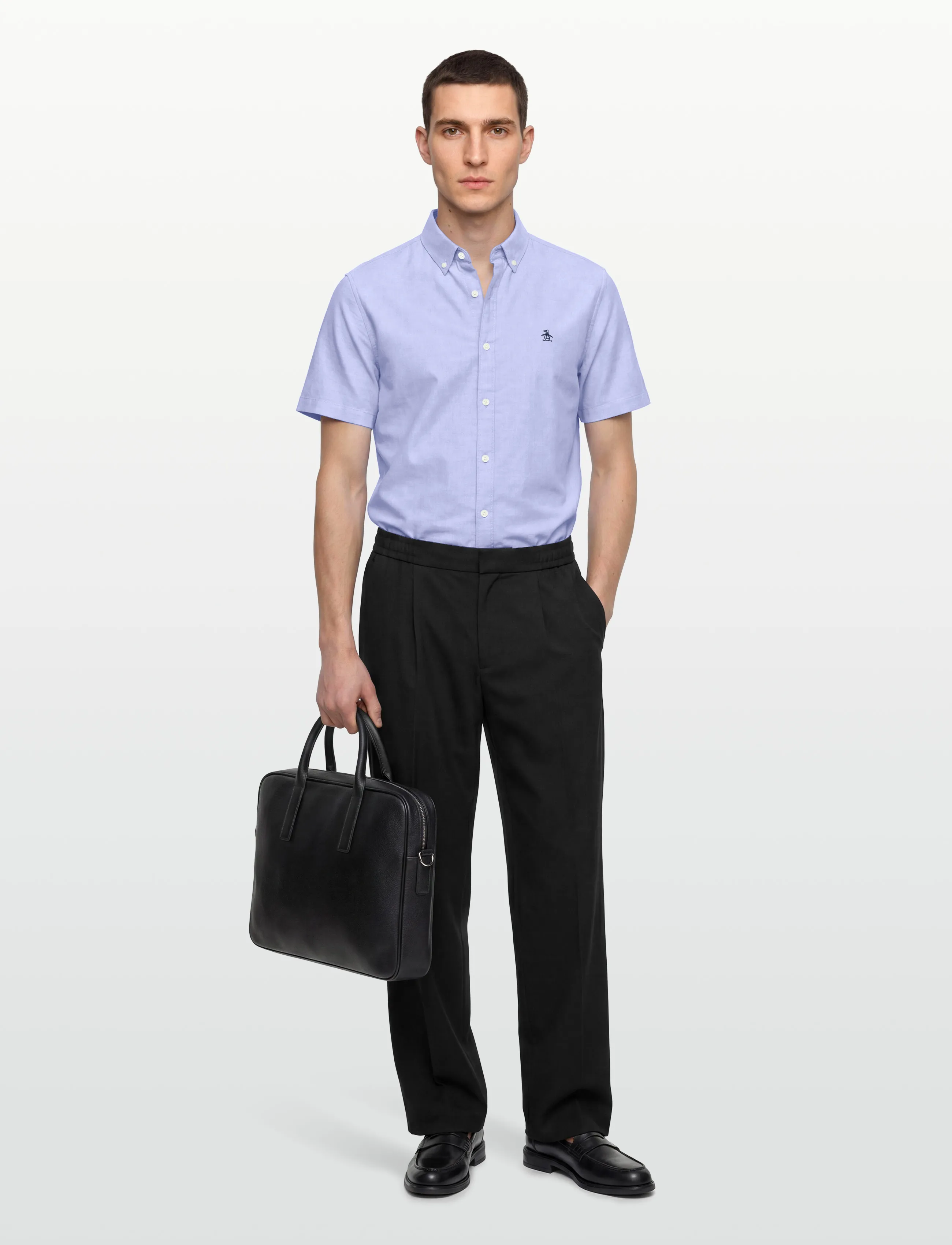 Original Penguin SS OXFORD STRTCH NO SHIRT - Stutterma skyrtur - AMPARO BLUE / blue