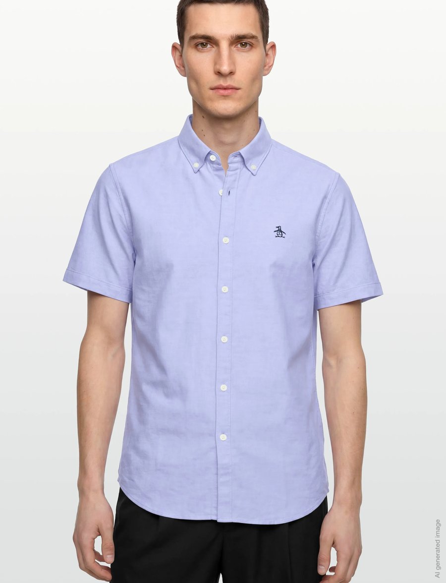 Original Penguin - SS OXFORD STRTCH NO SHIRT - kortärmade skjortor - amparo blue - 3