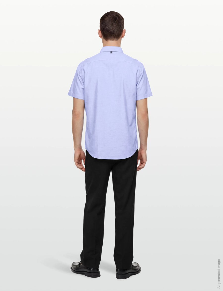 Original Penguin - SS OXFORD STRTCH NO SHIRT - kortärmade skjortor - amparo blue - 4