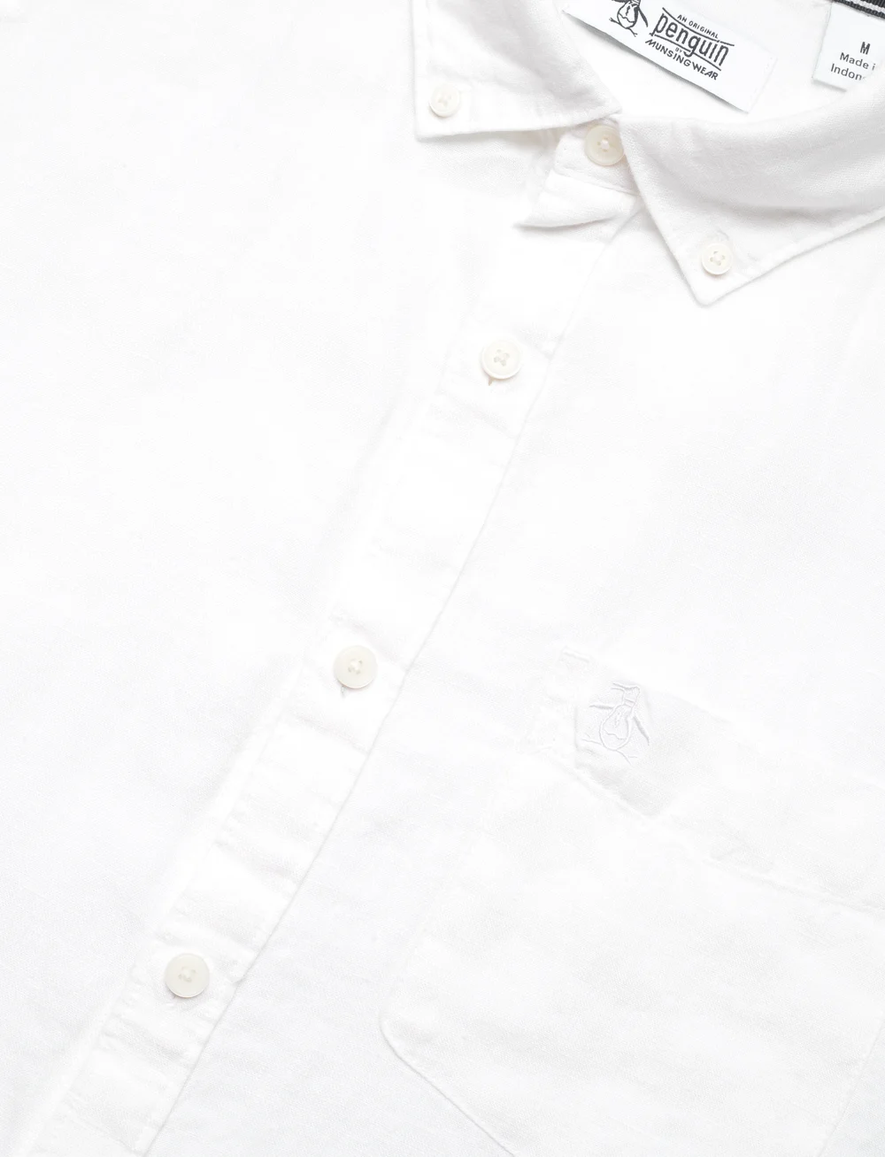 Original Penguin - LS DELAVE LNN W PKT - linneskjortor - bright white - 3