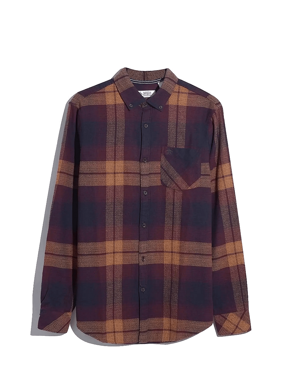 Original Penguin - LS CTTN DOBBY LTWT F - karierte hemden - port royale - 0