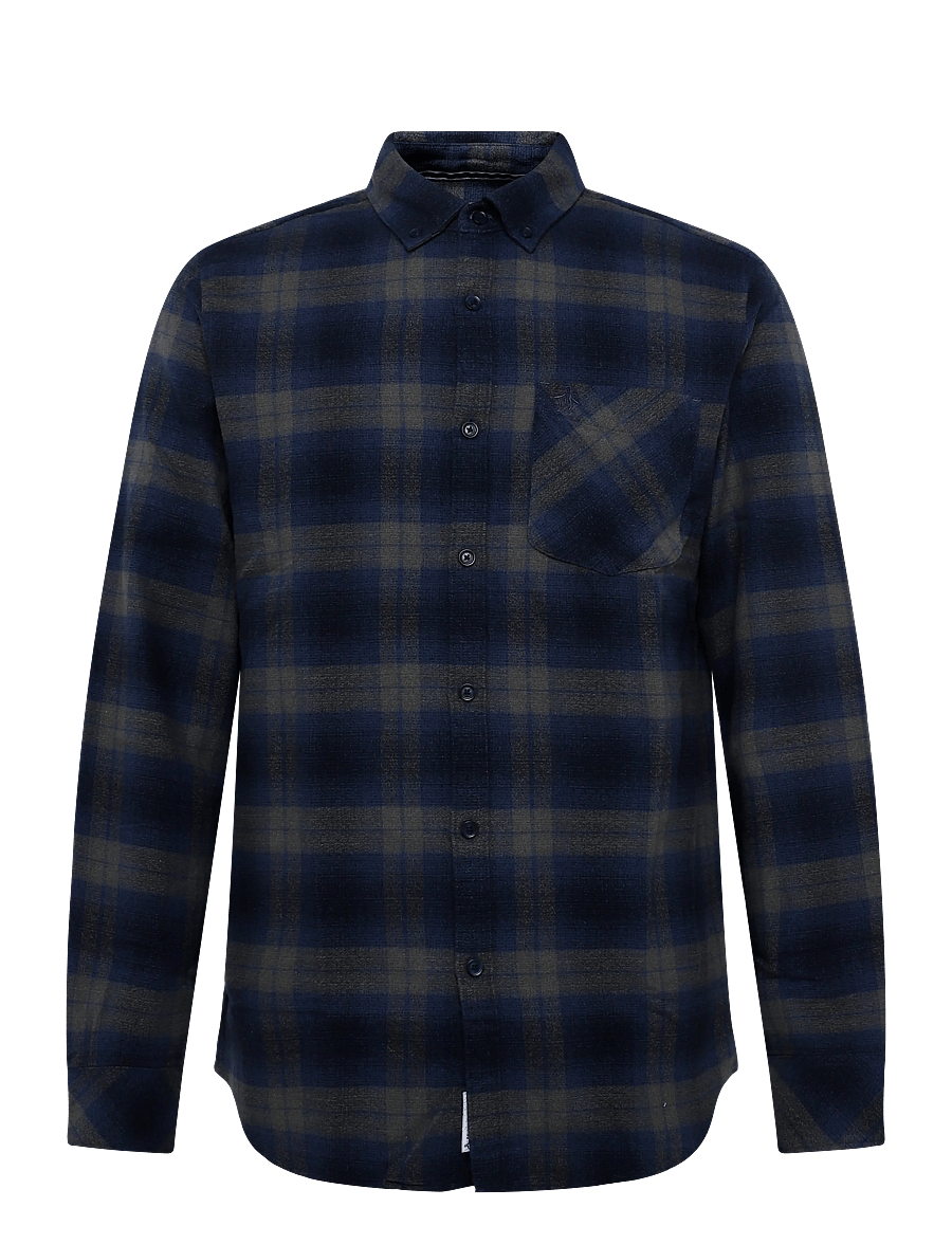 Original Penguin - LS CTTN DOBBY LTWT F - checkered shirts - sargasso sea - 1