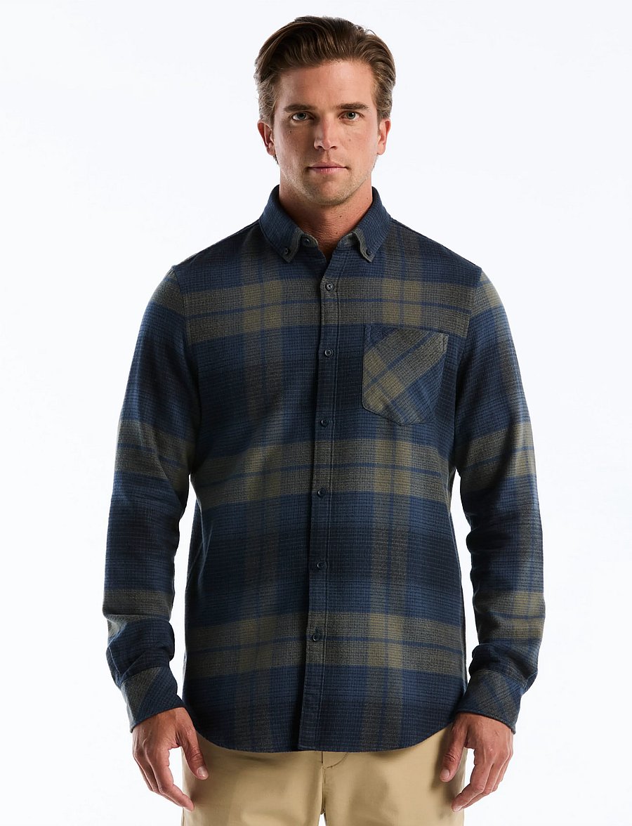 Original Penguin - LS CTTN DOBBY LTWT F - ruudulised särgid - sargasso sea - 0