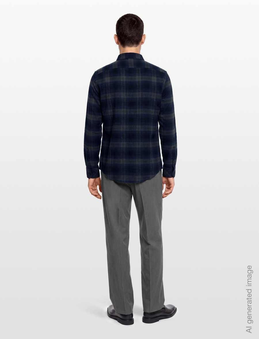 Original Penguin - LS CTTN DOBBY LTWT F - checkered shirts - sargasso sea - 4