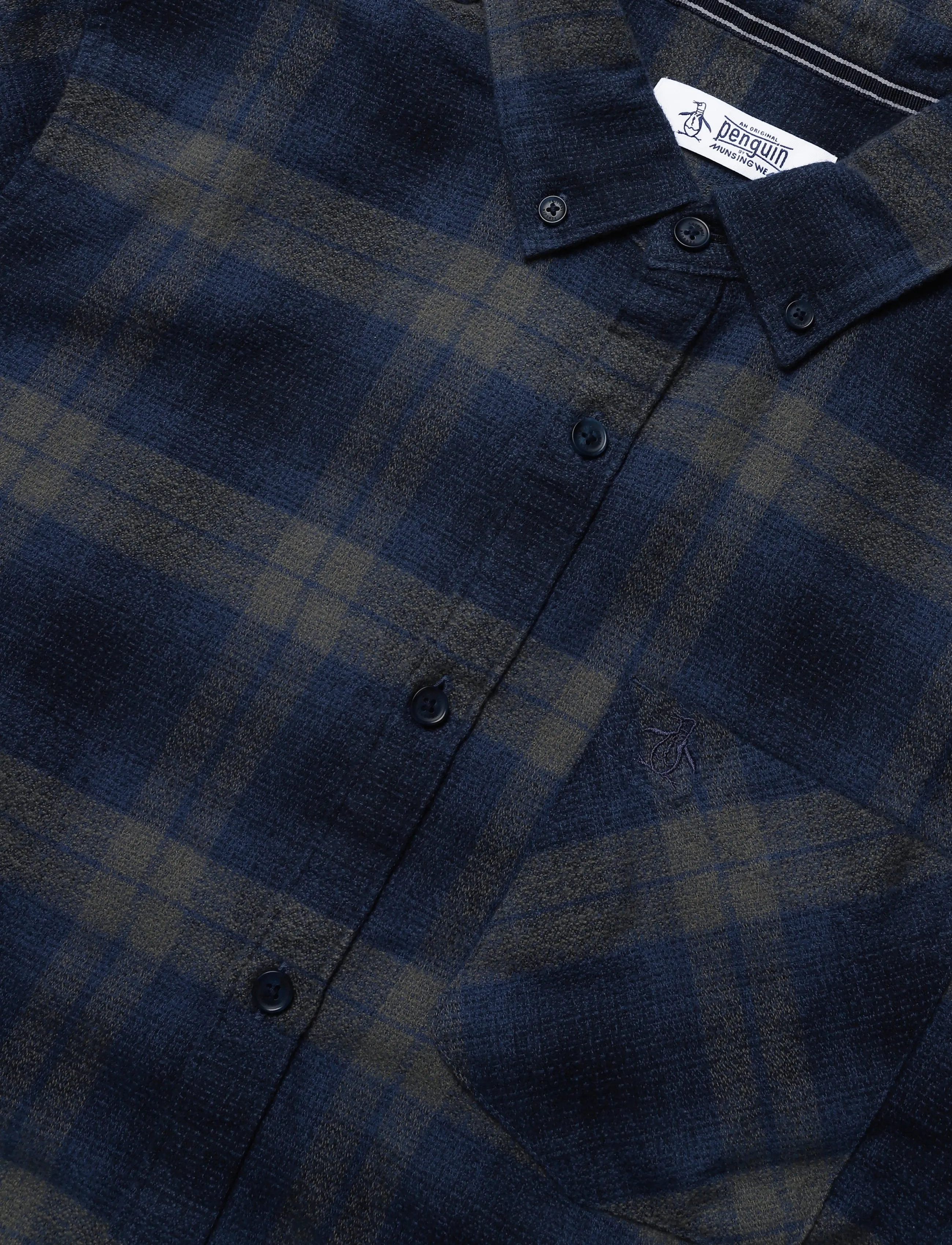 Original Penguin - LS CTTN DOBBY LTWT F - checkered shirts - sargasso sea - 5