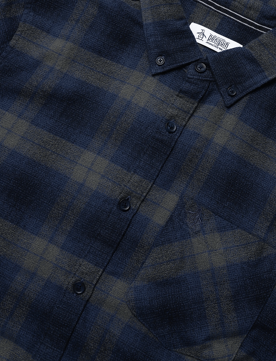 Original Penguin - LS CTTN DOBBY LTWT F - checkered shirts - sargasso sea - 5