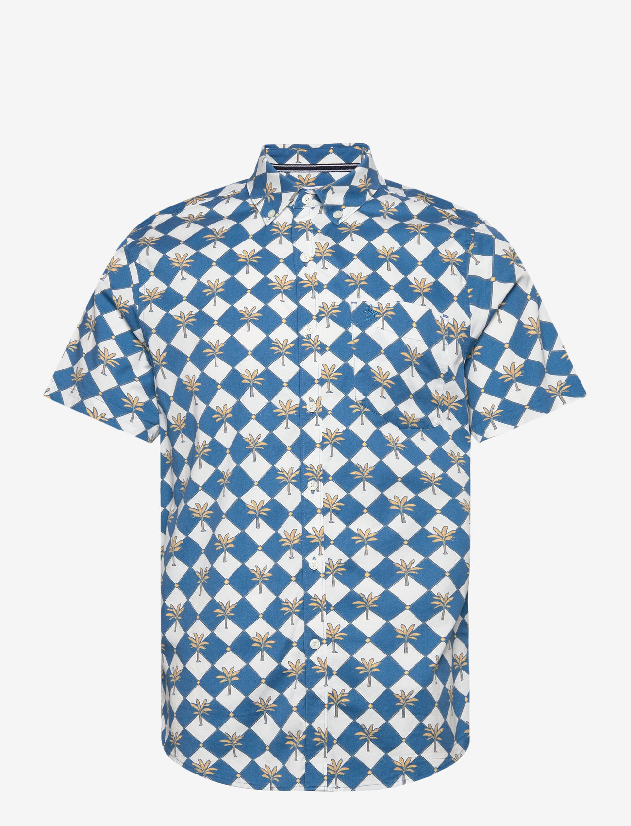 Original Penguin - SS ECO TWLL STRTCH A - kurzarmhemden - vallarta blue - 0
