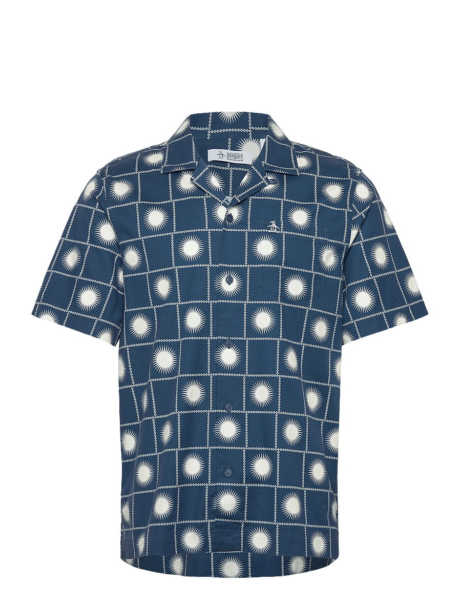 Original Penguin - SS CAMP DOBBY AOP SU - blue wing teal - 0
