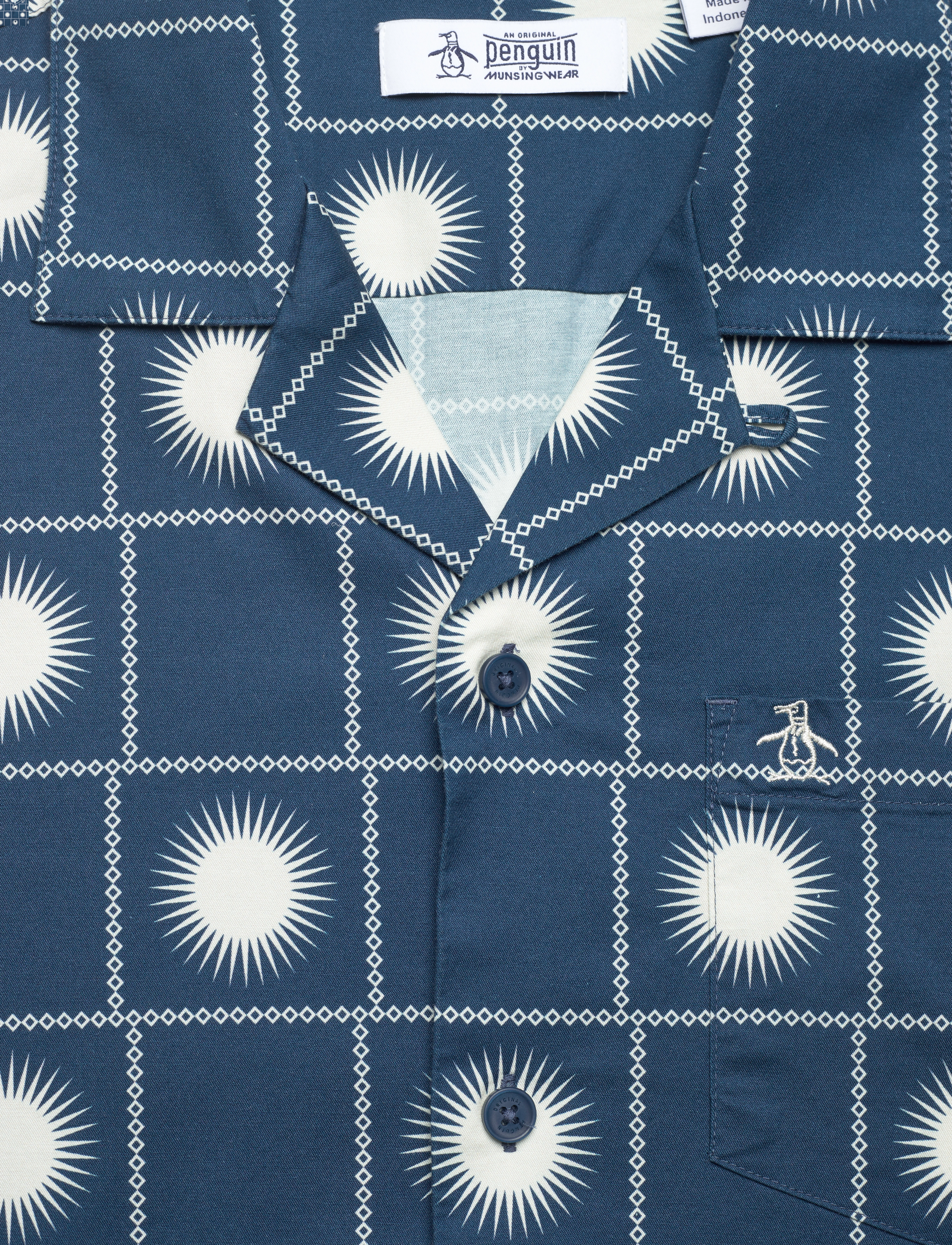 Original Penguin - SS CAMP DOBBY AOP SU - blue wing teal - 2