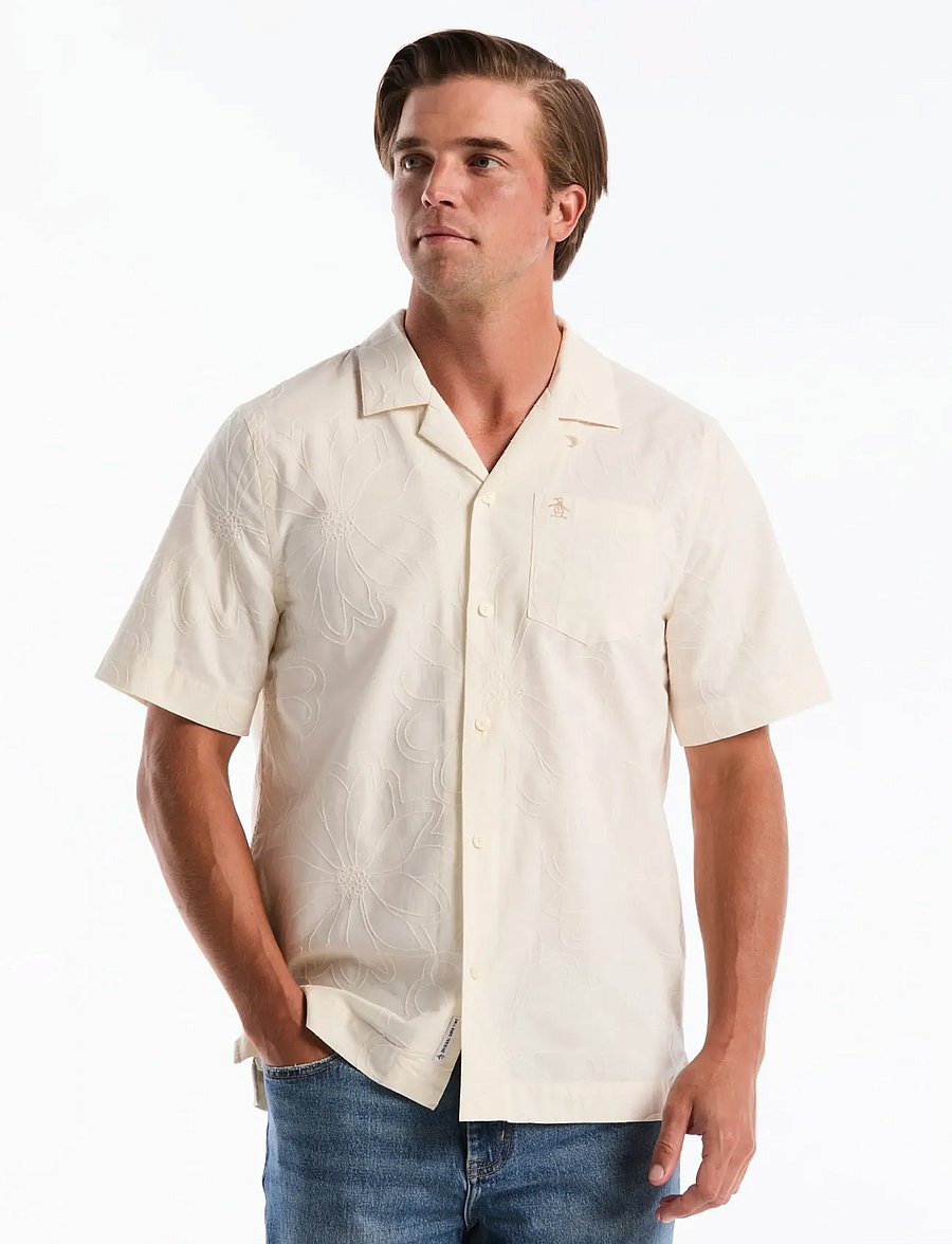 Original Penguin - SS CAMP CTTN AO FLOW - kortærmede skjorter - birch - 0
