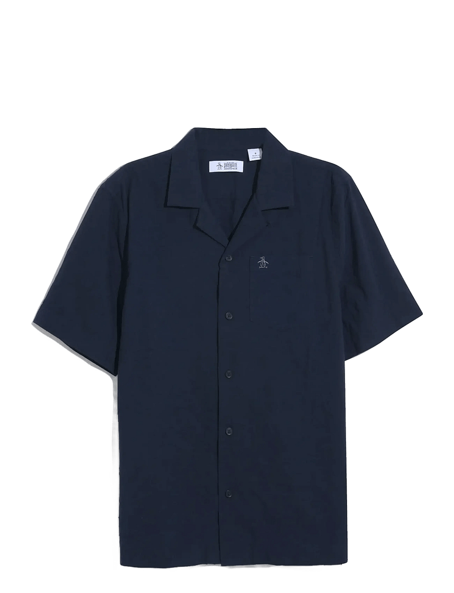 Original Penguin - SS CAMP CTTN AO FLOW - kortærmede skjorter - dark sapphire - 1
