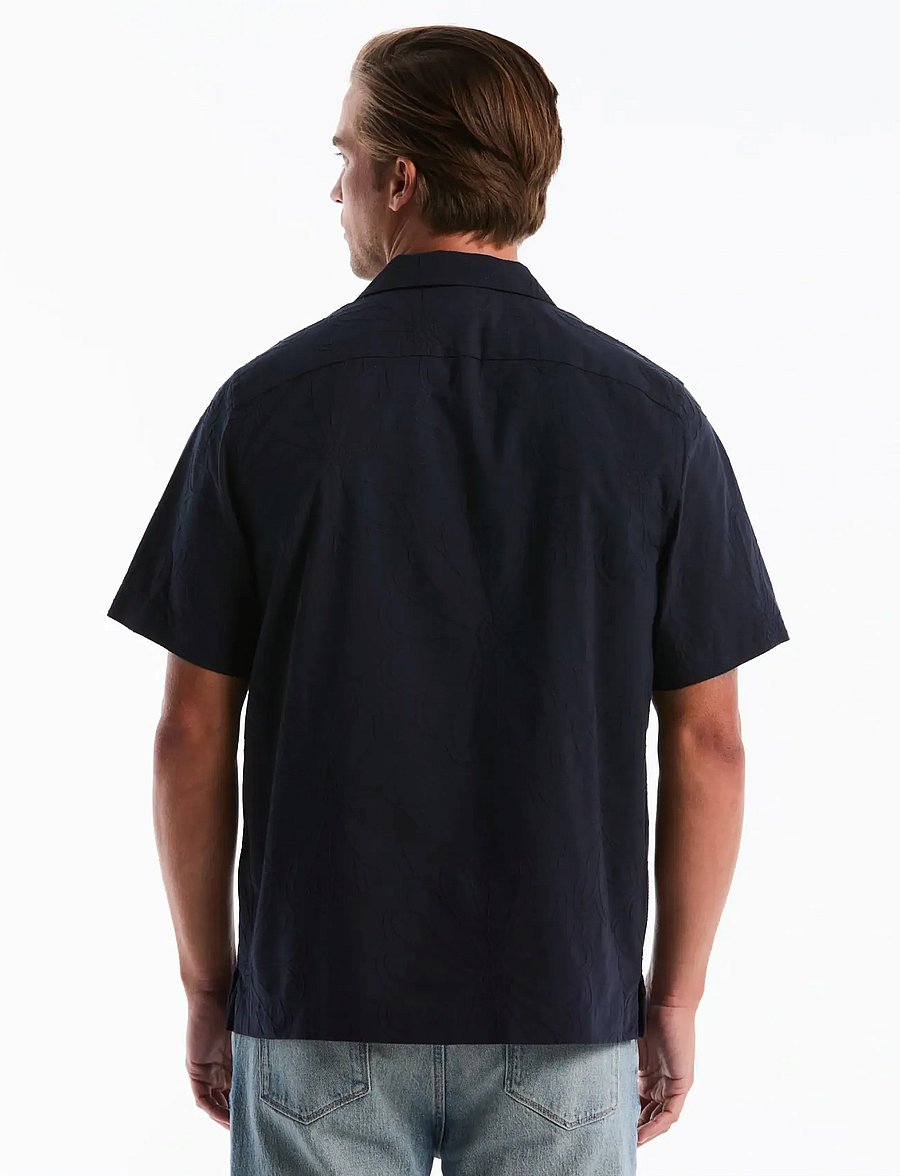 Original Penguin - SS CAMP CTTN AO FLOW - kortærmede skjorter - dark sapphire - 2