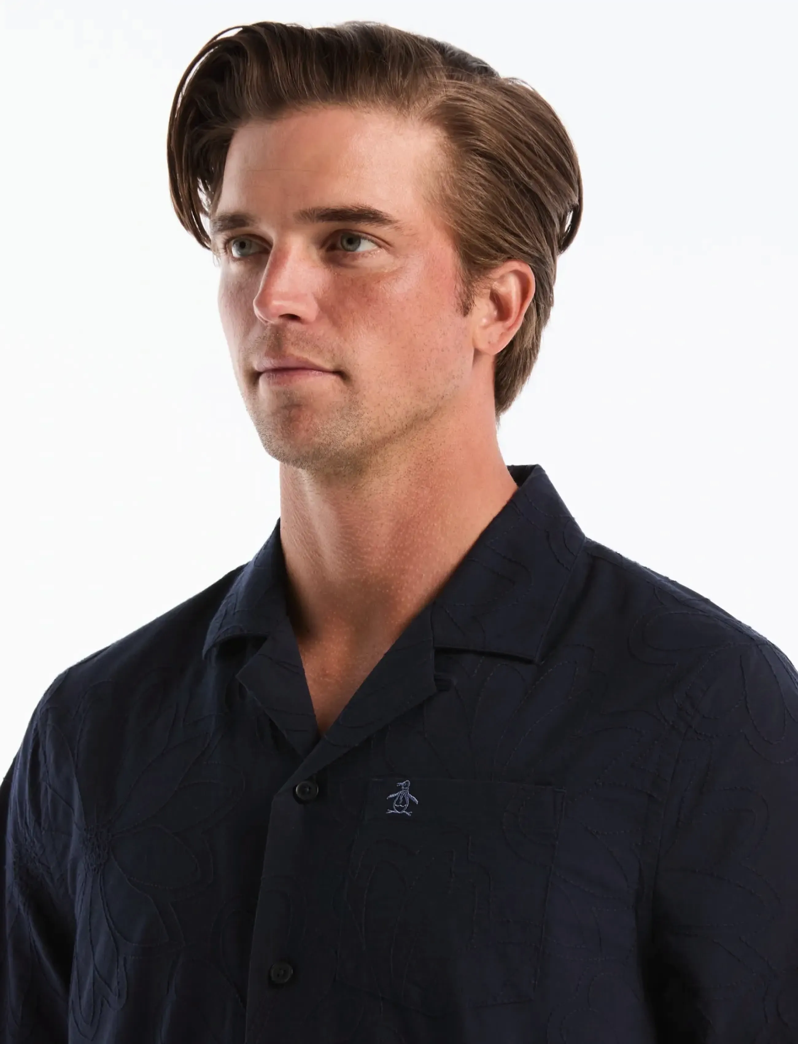Original Penguin - SS CAMP CTTN AO FLOW - kurzarmhemden - dark sapphire - 3