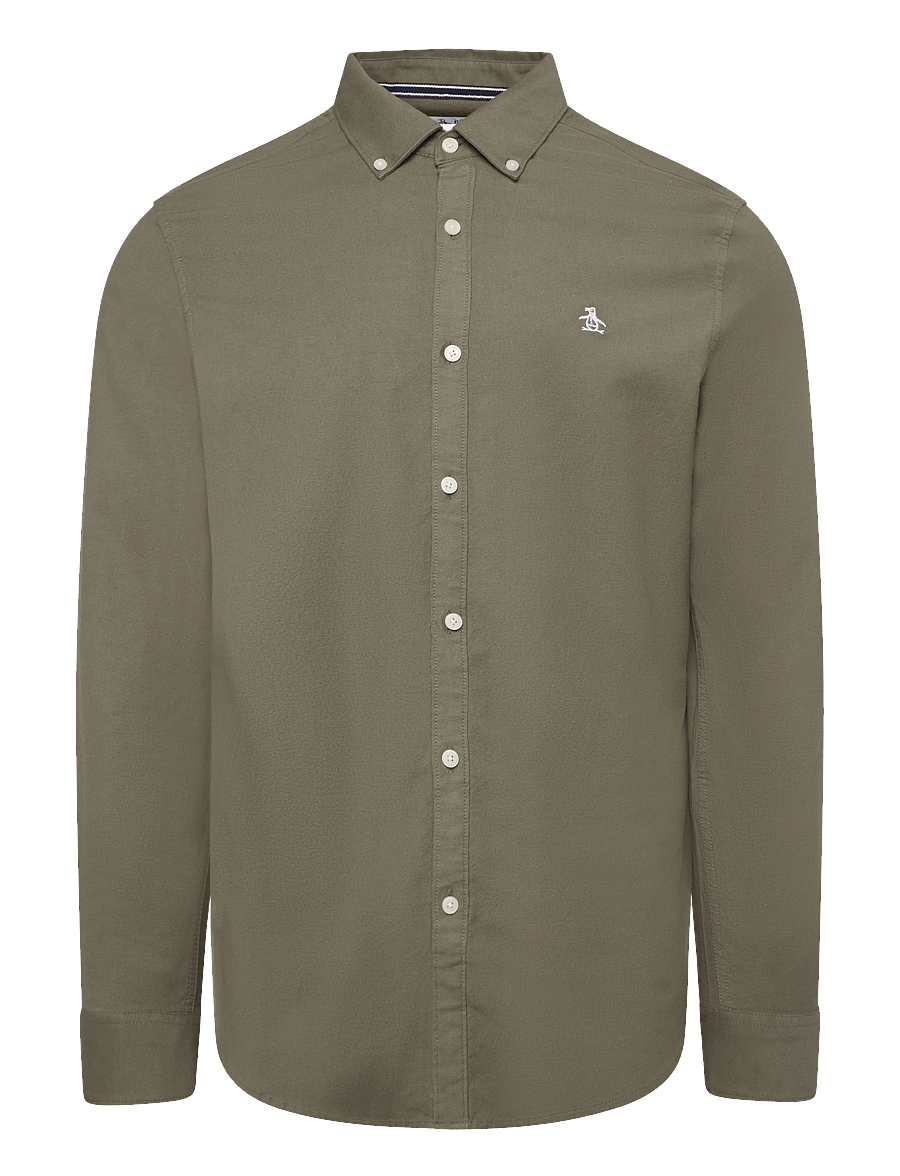 Original Penguin - LS OXFORD STRTCH NO - oxfordi särgid - dusty olive - 0