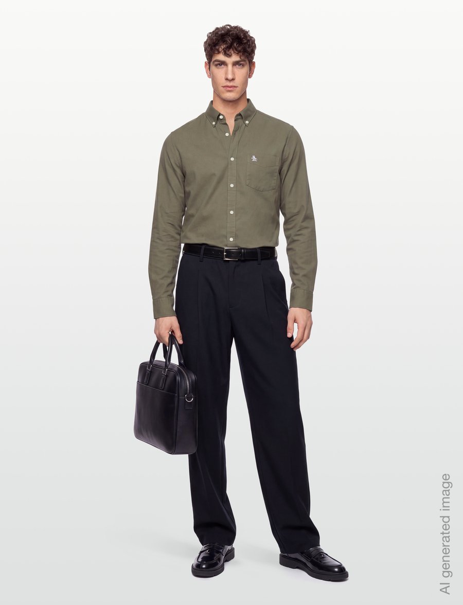 Original Penguin - LS OXFORD STRTCH NO - oxfordi särgid - dusty olive - 0
