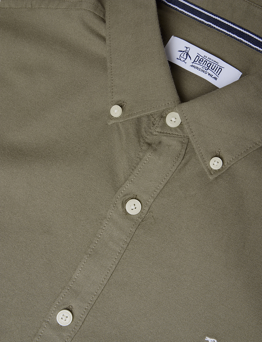 Original Penguin - LS OXFORD STRTCH NO - oxfordi särgid - dusty olive - 2