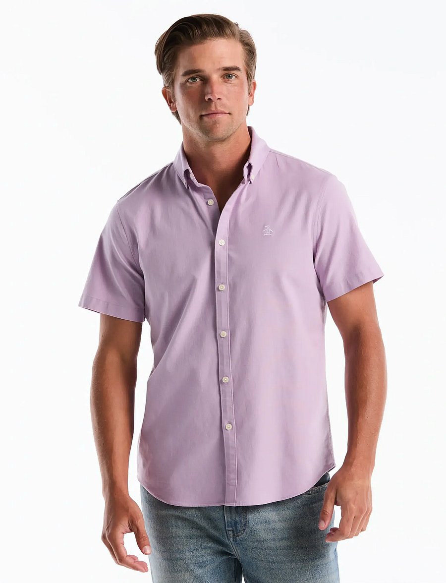 Original Penguin - SS OXFORD STRTCH NO SHIRT - lühikeste varrukatega särgid - lavendula - 0