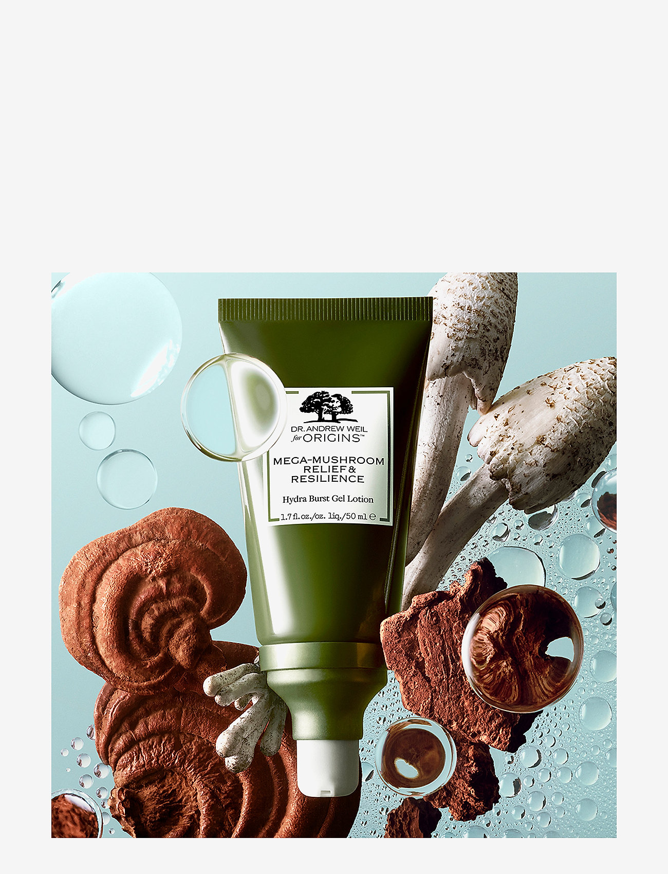 Origins - Dr. Weil Mega-Mushroom Relief & Resilience Hydra Burst Gel Lotion - sommerens hudpleje - clear - 2