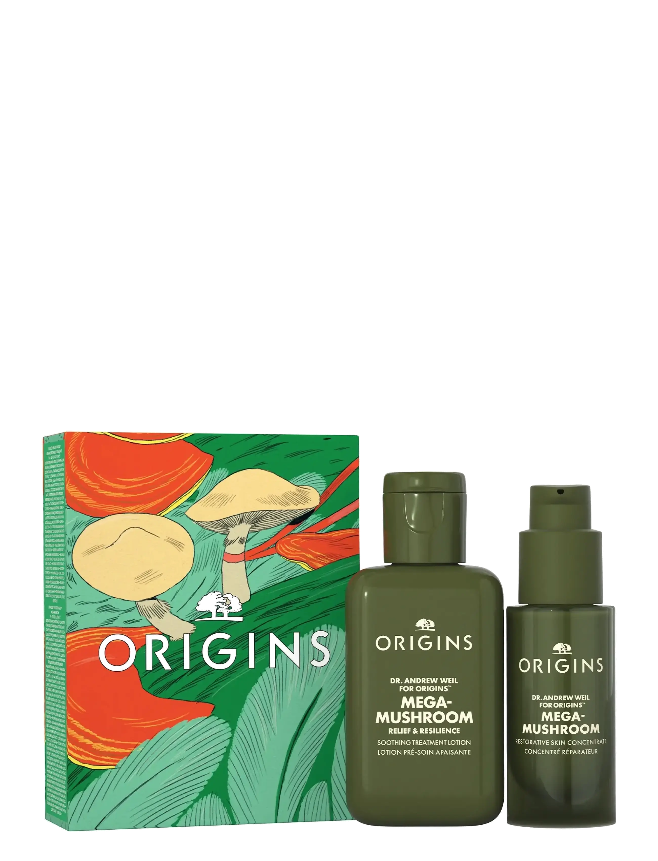 Origins Mega-Mushroom Calming Essentials Gift Set, Day Cremes, Kakigrøn, Str: ONE SIZE