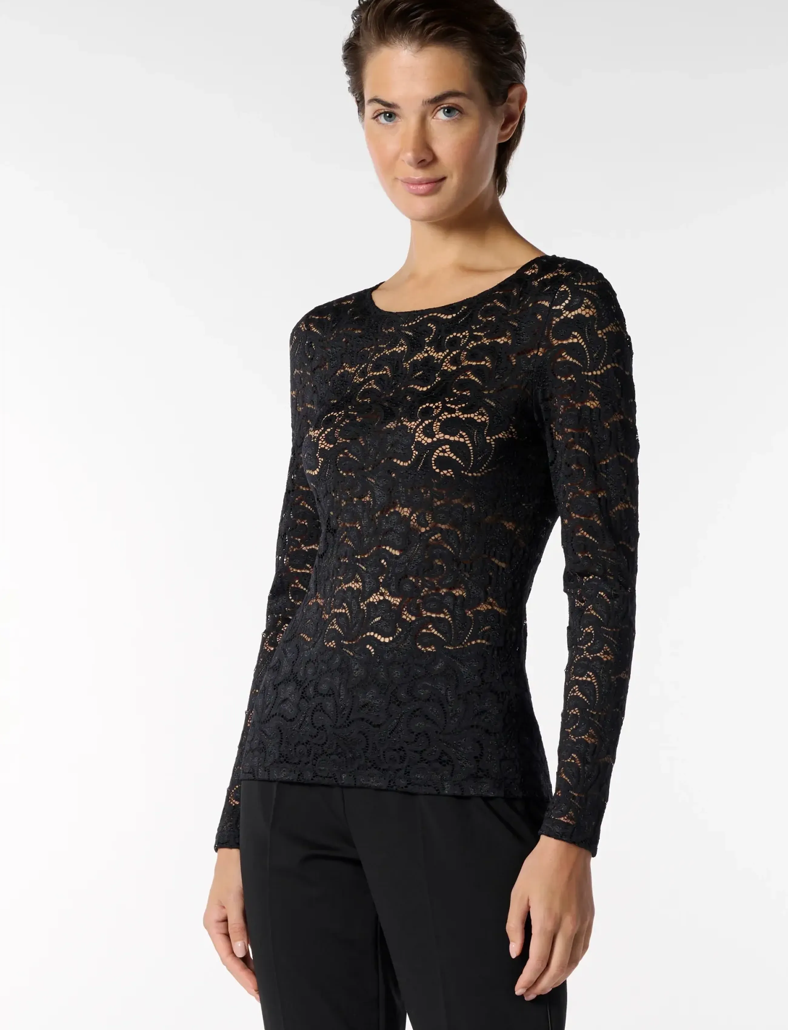 Oroblu Perfect Line Glamour Lace Ca, S, Blouses, Schwarz - Long-sleeved, Frauen