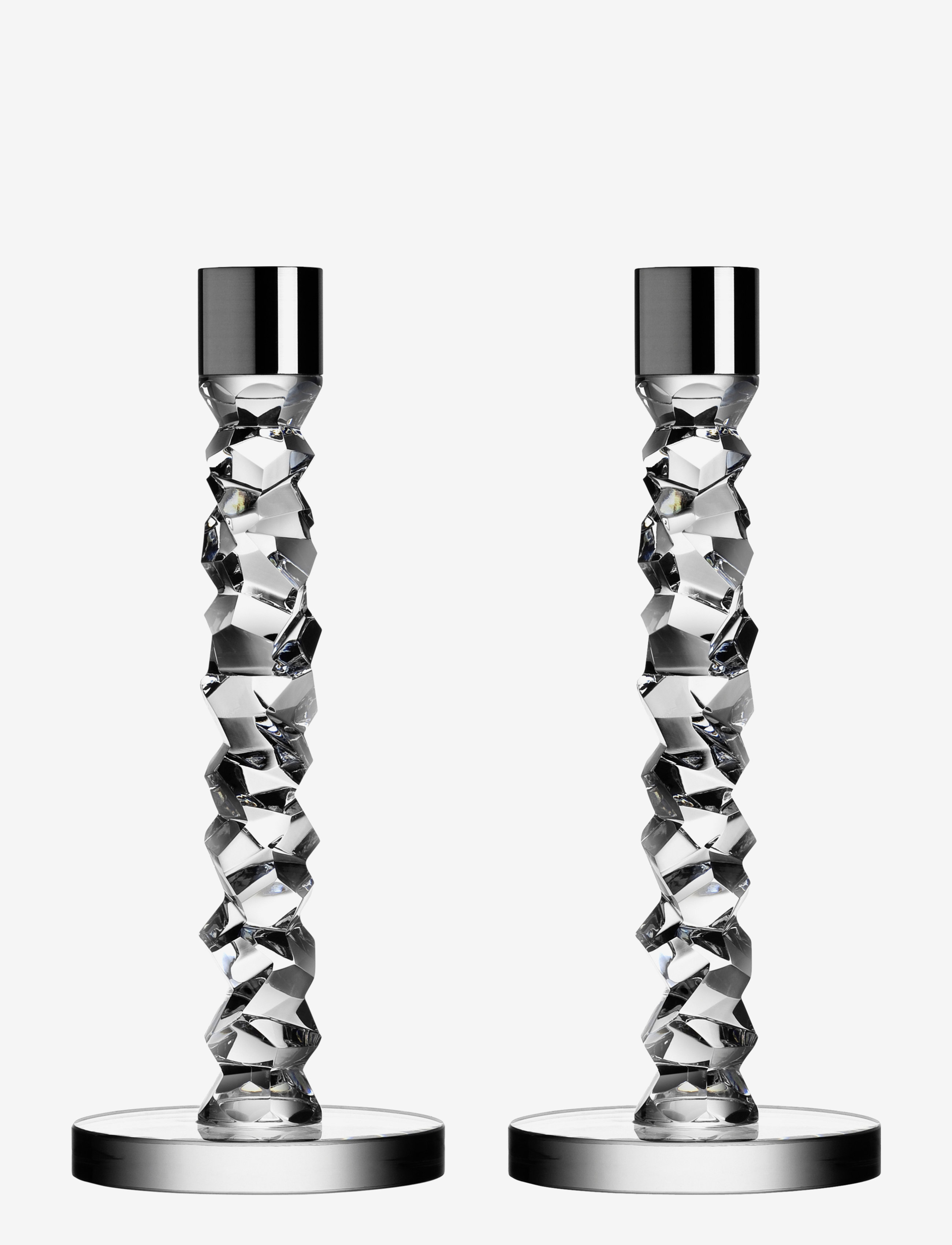 Orrefors CARAT CANDLESTICK SILVER 2-PACK - Julegave - CLEAR / undefined