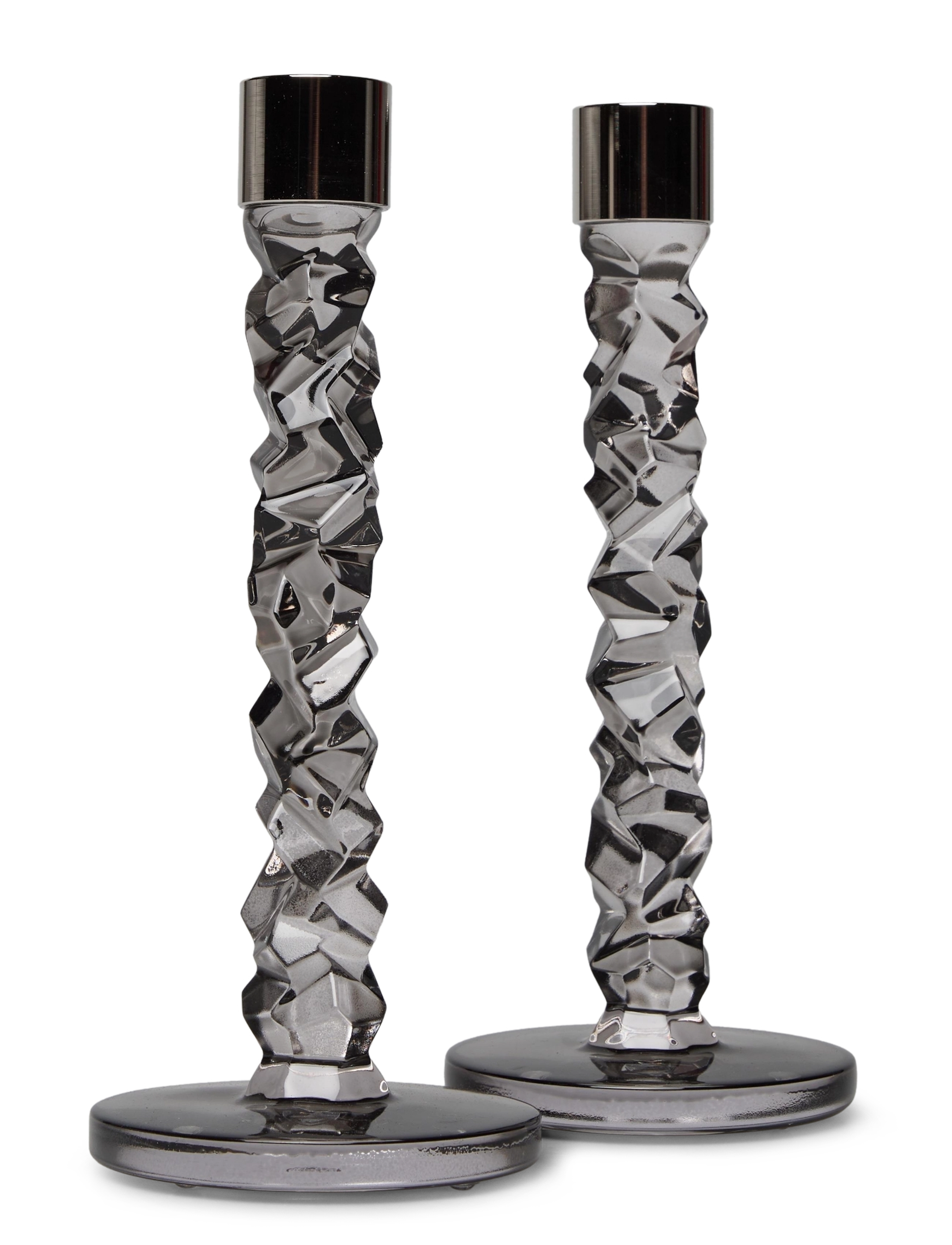 ORREFORS Carat Candlestick Anthracite H 242Mm 2-Pack Grau - H24.2CM - Unisex