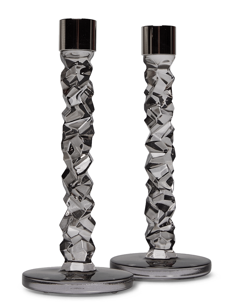 Orrefors - CARAT CANDLESTICK ANTHRACITE H 242MM 2-Pack - küünlajalad - gray - 0