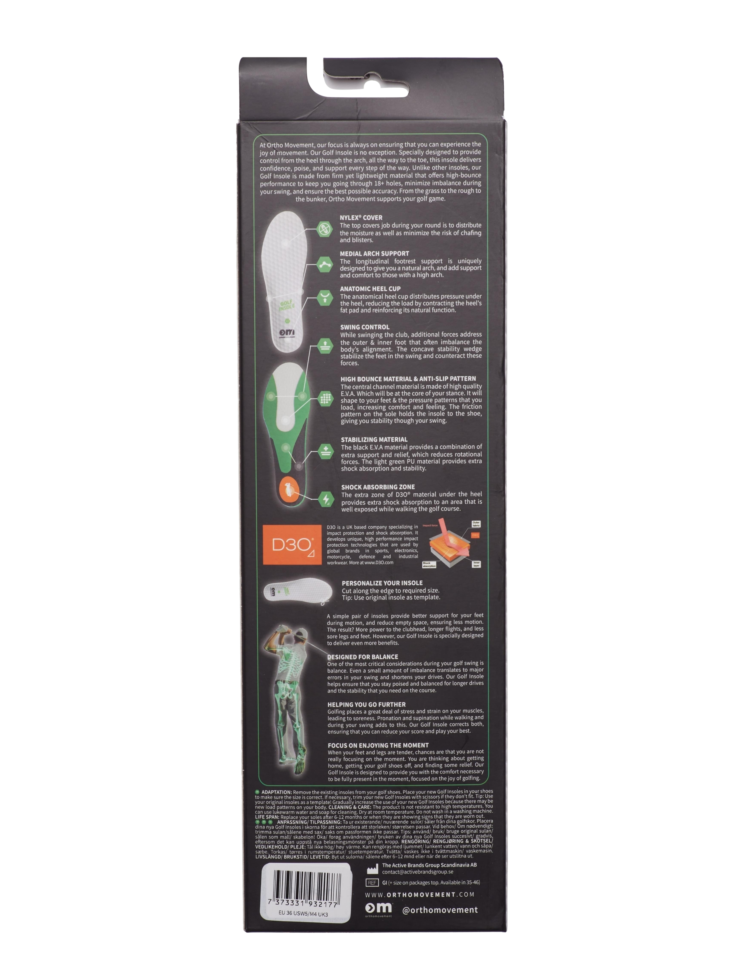 Ortho Movement - OM Golf Insole - One color - 38 - såler - one color - 1