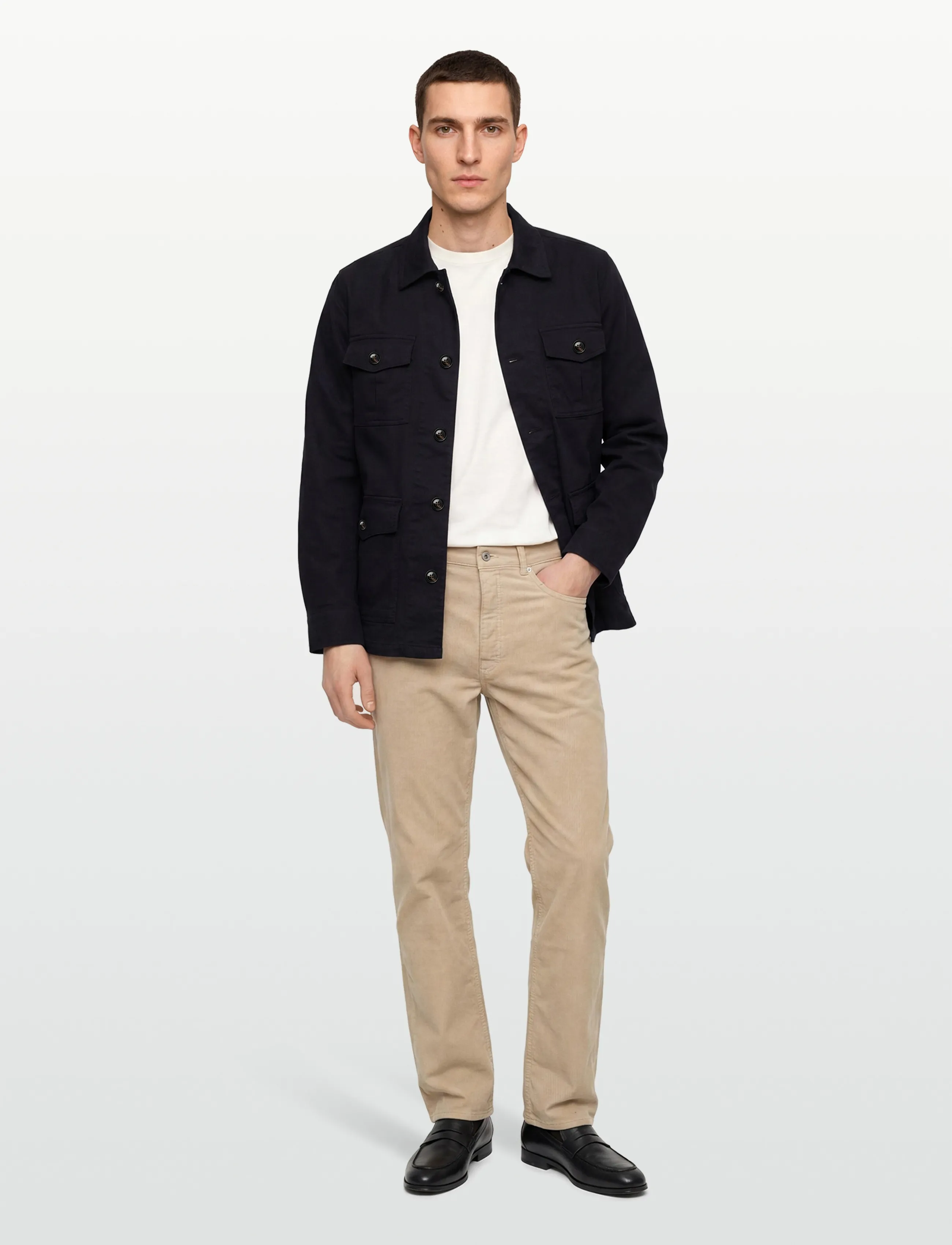 Oscar Jacobson Safari Shirt Jacket, XXL, Navy, Designere > Overshirts, Herre