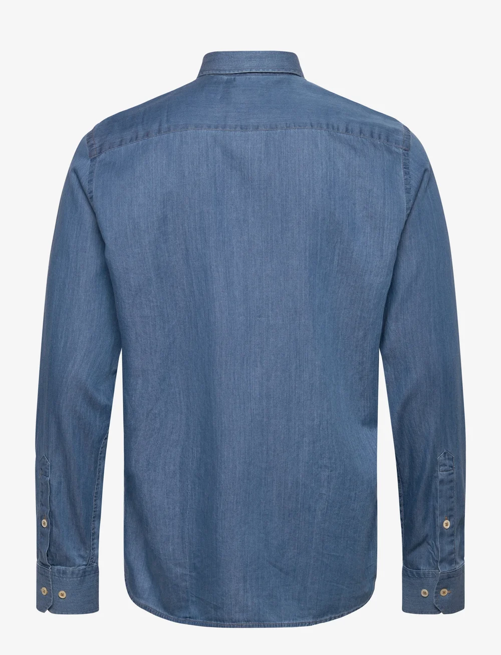 Oscar Jacobson - Slim Fit Cut Away Washed Denim Shirt - denimskjorter - chamb blue - 1