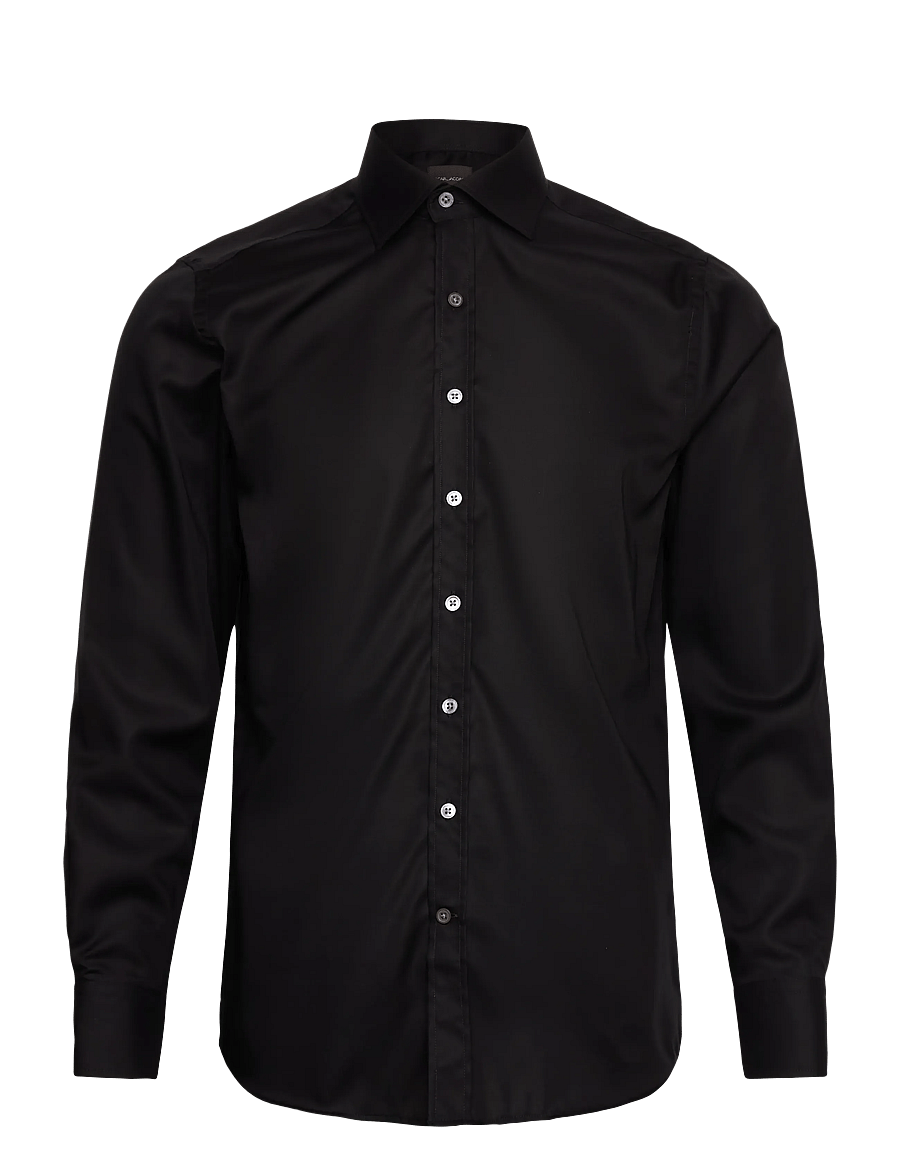 Oscar Jacobson - Slim Fit Cut Away Non Iron Twill - tavalised t-särgid - black - 0