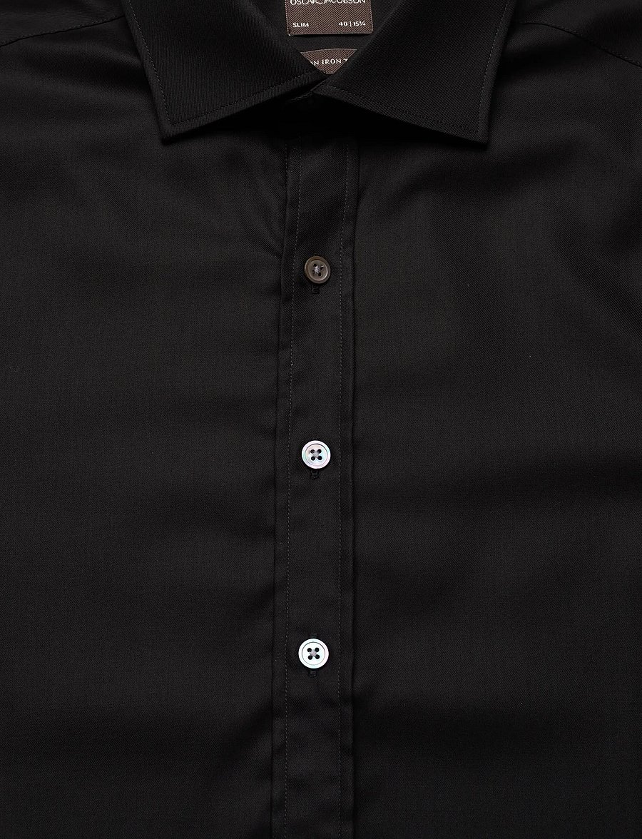 Oscar Jacobson - Slim Fit Cut Away Non Iron Twill - tavalised t-särgid - black - 2