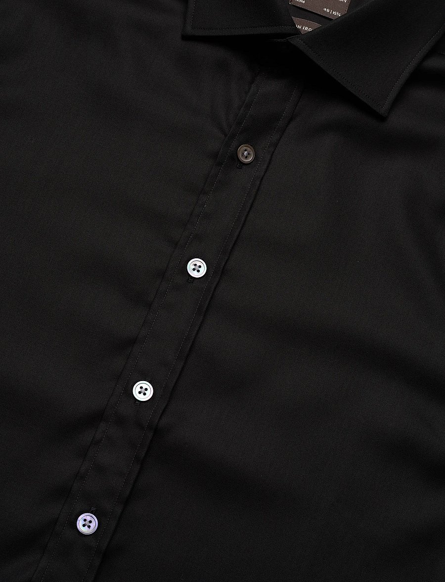 Oscar Jacobson - Slim Fit Cut Away Non Iron Twill - tavalised t-särgid - black - 3