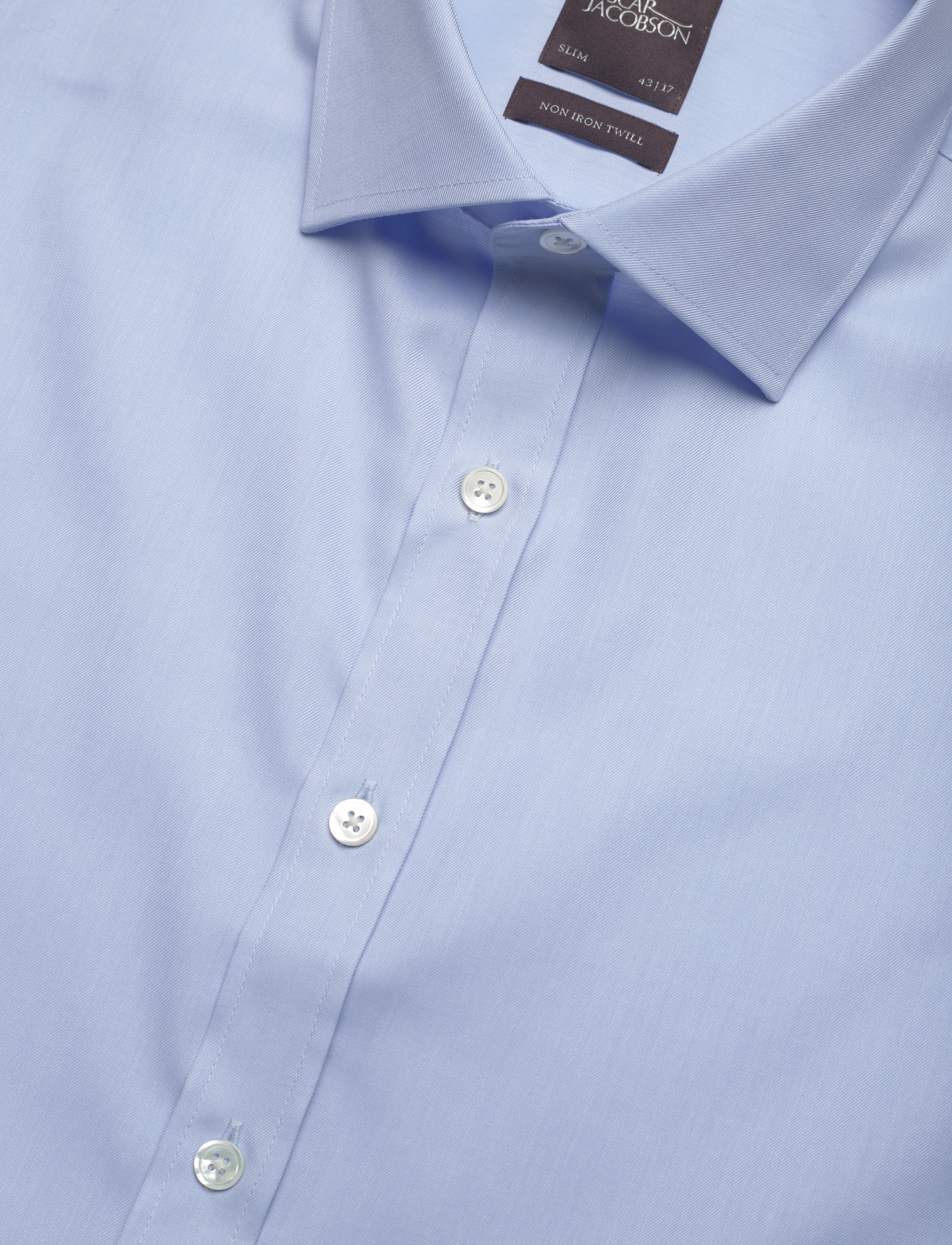 Oscar Jacobson - Slim Fit Cut Away Non Iron Twill - basic skjorter - light blue - 3