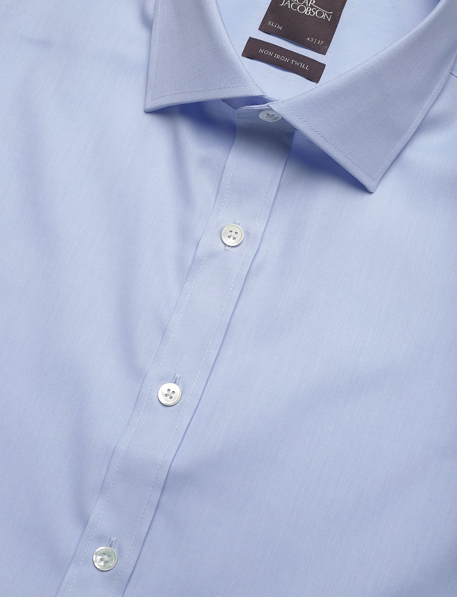 Oscar Jacobson - Slim Fit Cut Away Non Iron Twill - chemises basiques - light blue - 3