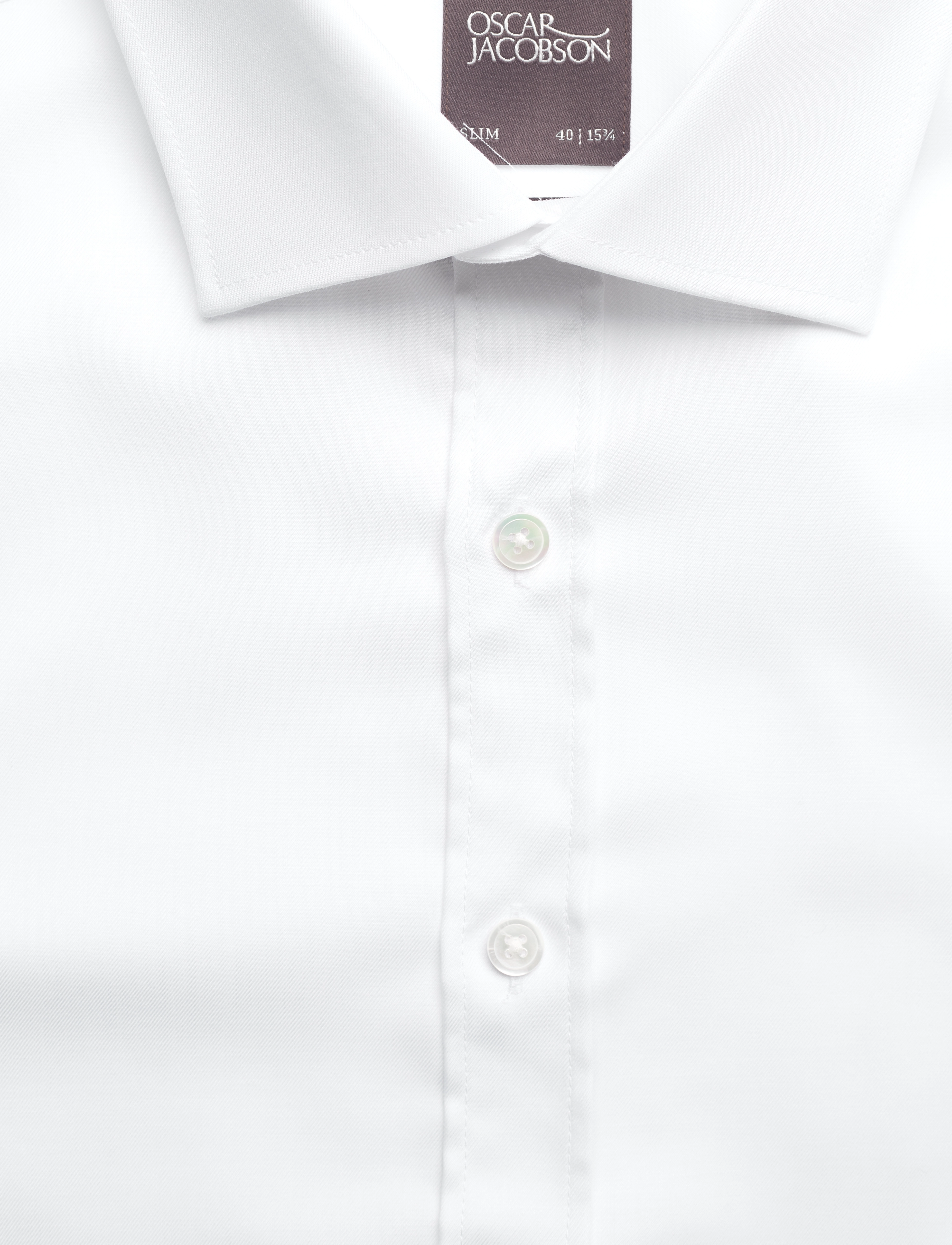 Oscar Jacobson - Slim Fit Cut Away Non Iron Twill - basic shirts - optical white - 2