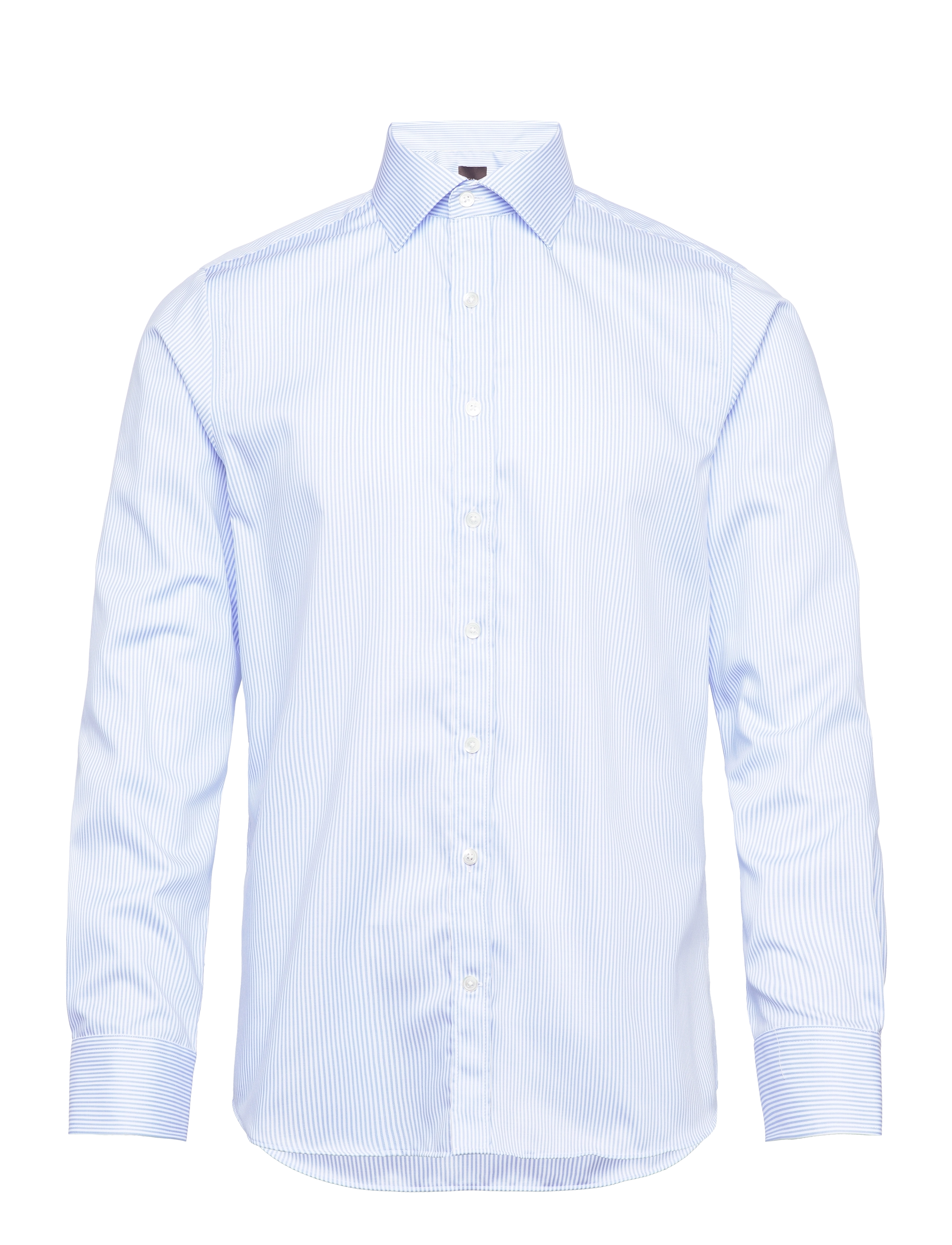 Oscar Jacobson Slim Fit Cut Away Non Iron Banker Stripe, Mænd, Slim Fit Cut Away Nålestribet Skjorte, Blå, Str: 43