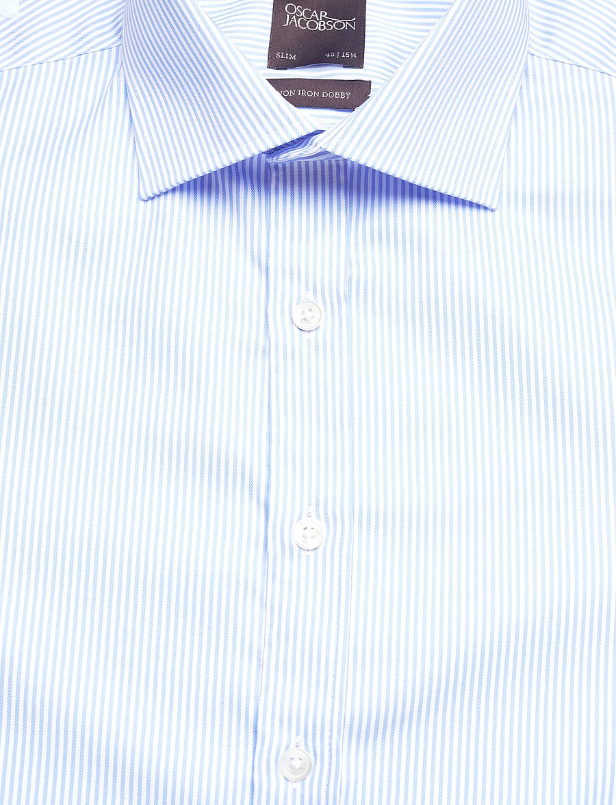 Oscar Jacobson - Slim Fit Cut Away Non Iron Banker Stripe - chemises basiques - light blue - 2