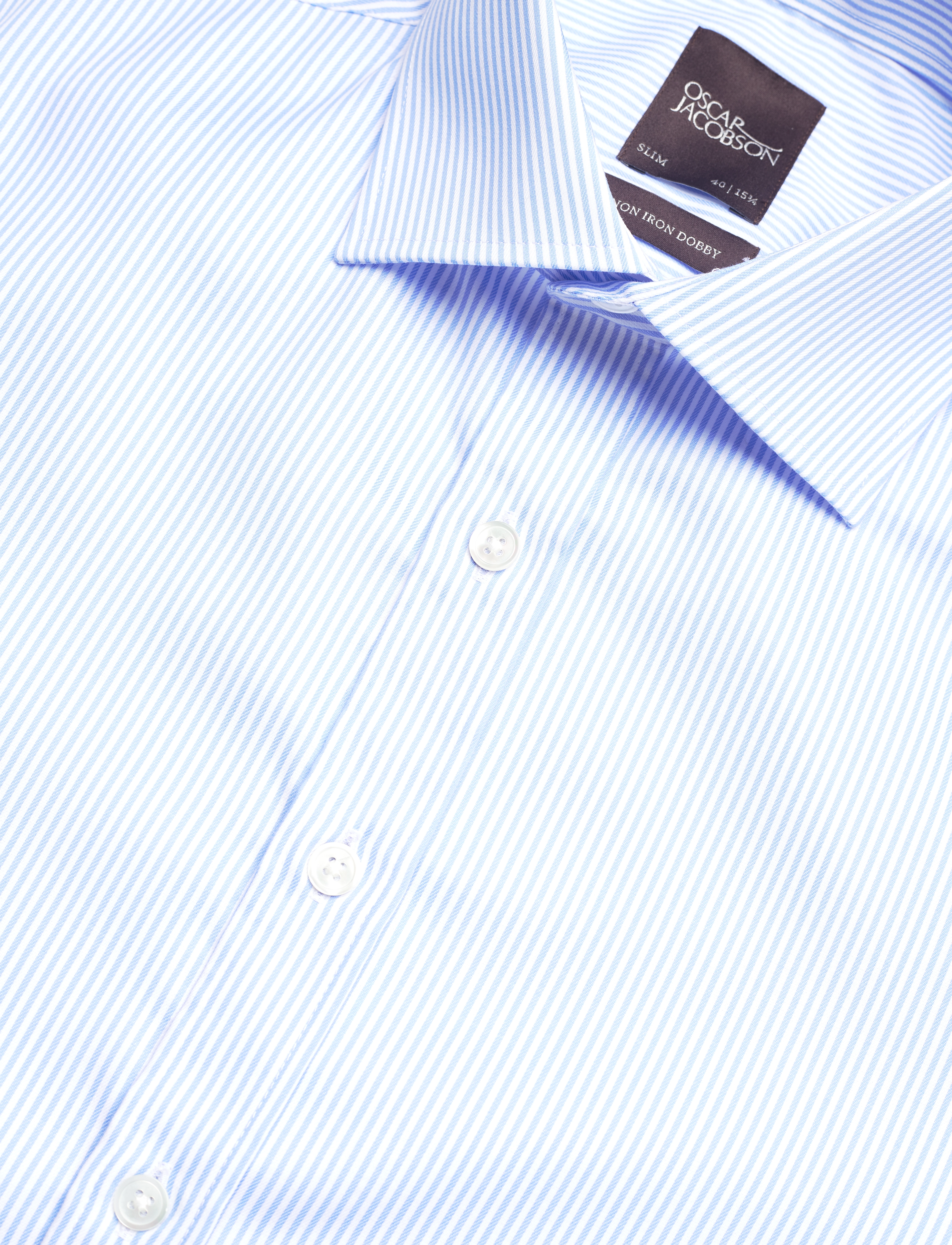 Oscar Jacobson - Slim Fit Cut Away Non Iron Banker Stripe - chemises basiques - light blue - 3