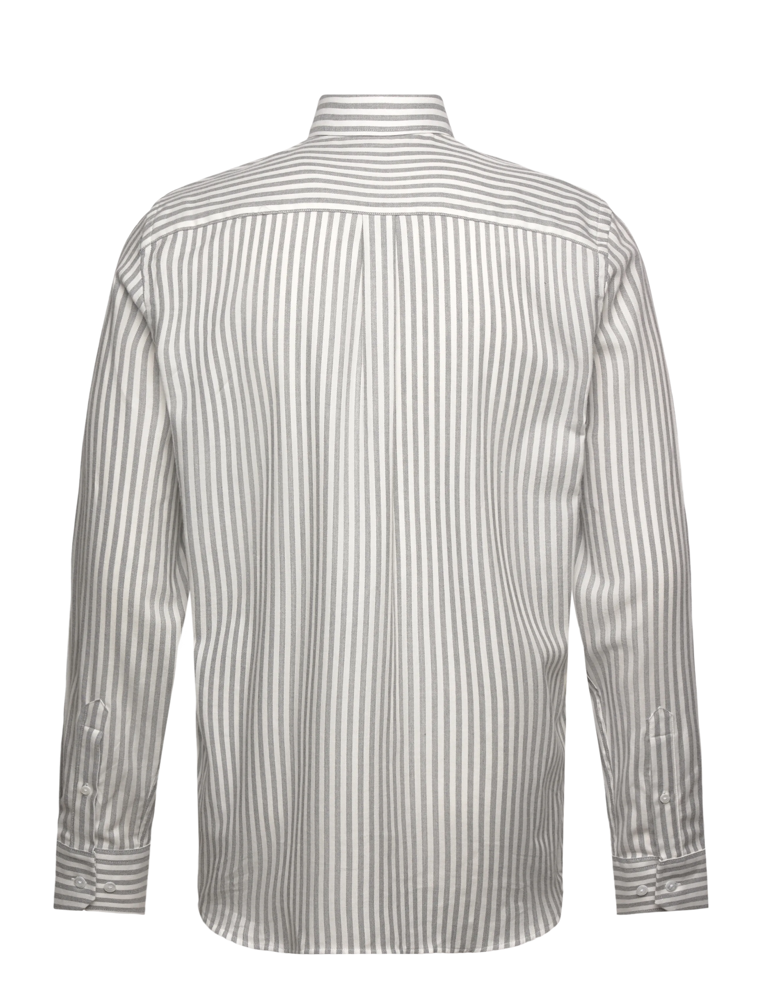 Oscar Jacobson - Reg Fit Cut Away Striped Flannel - seaside grey - 1