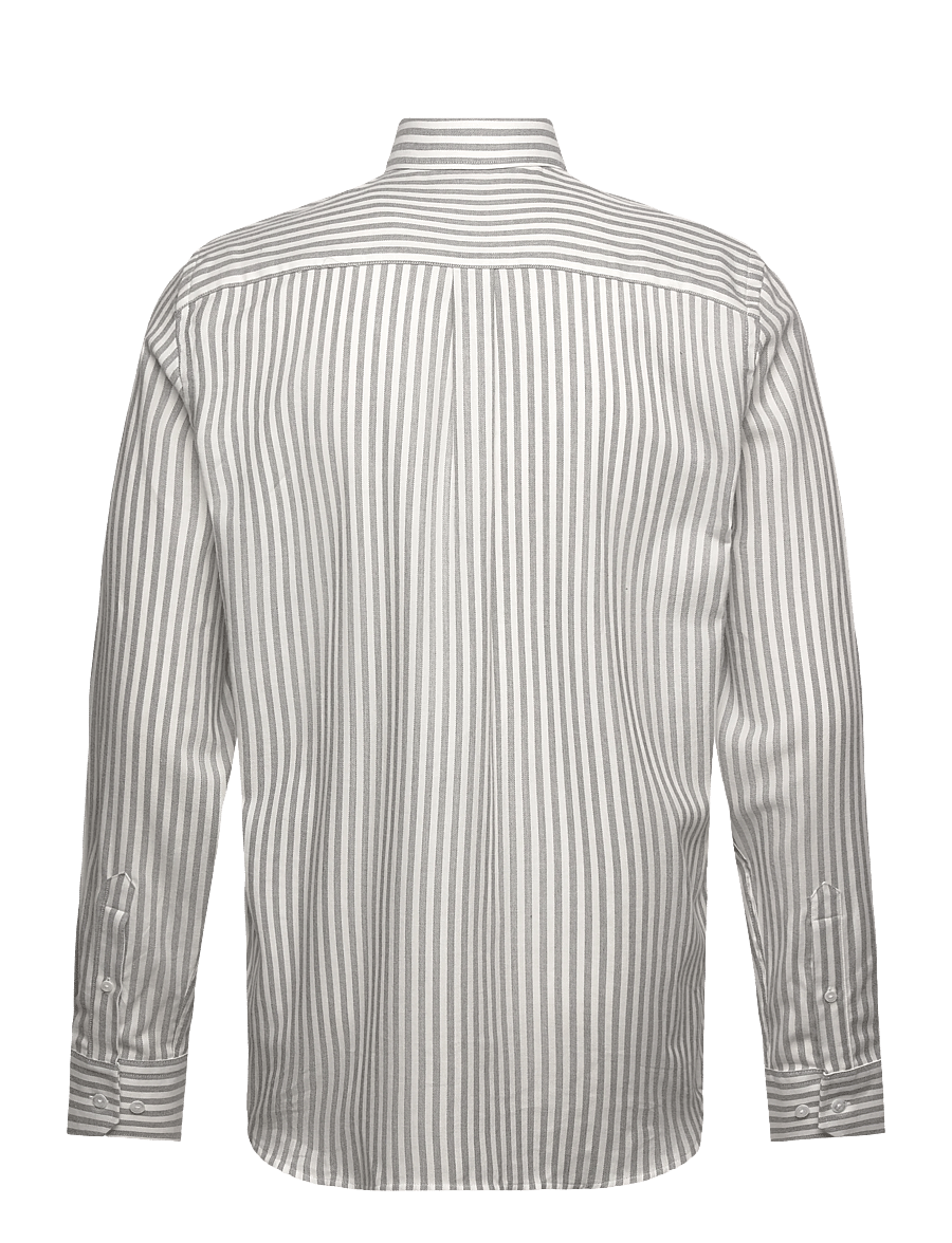 Oscar Jacobson - Reg Fit Cut Away Striped Flannel - seaside grey - 1