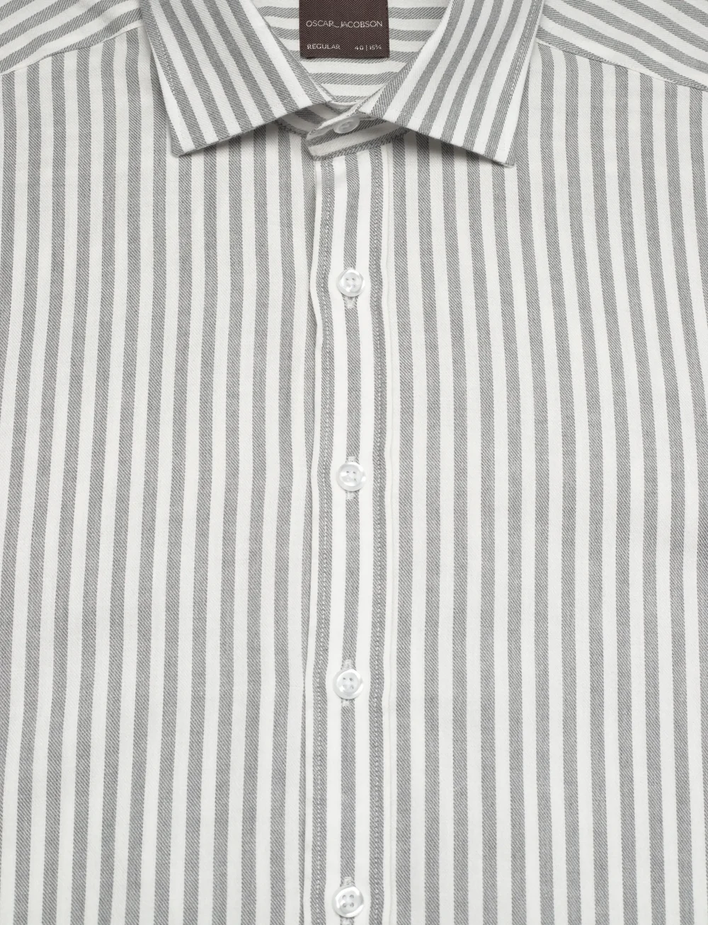 Oscar Jacobson - Reg Fit Cut Away Striped Flannel - basic-hemden - seaside grey - 2