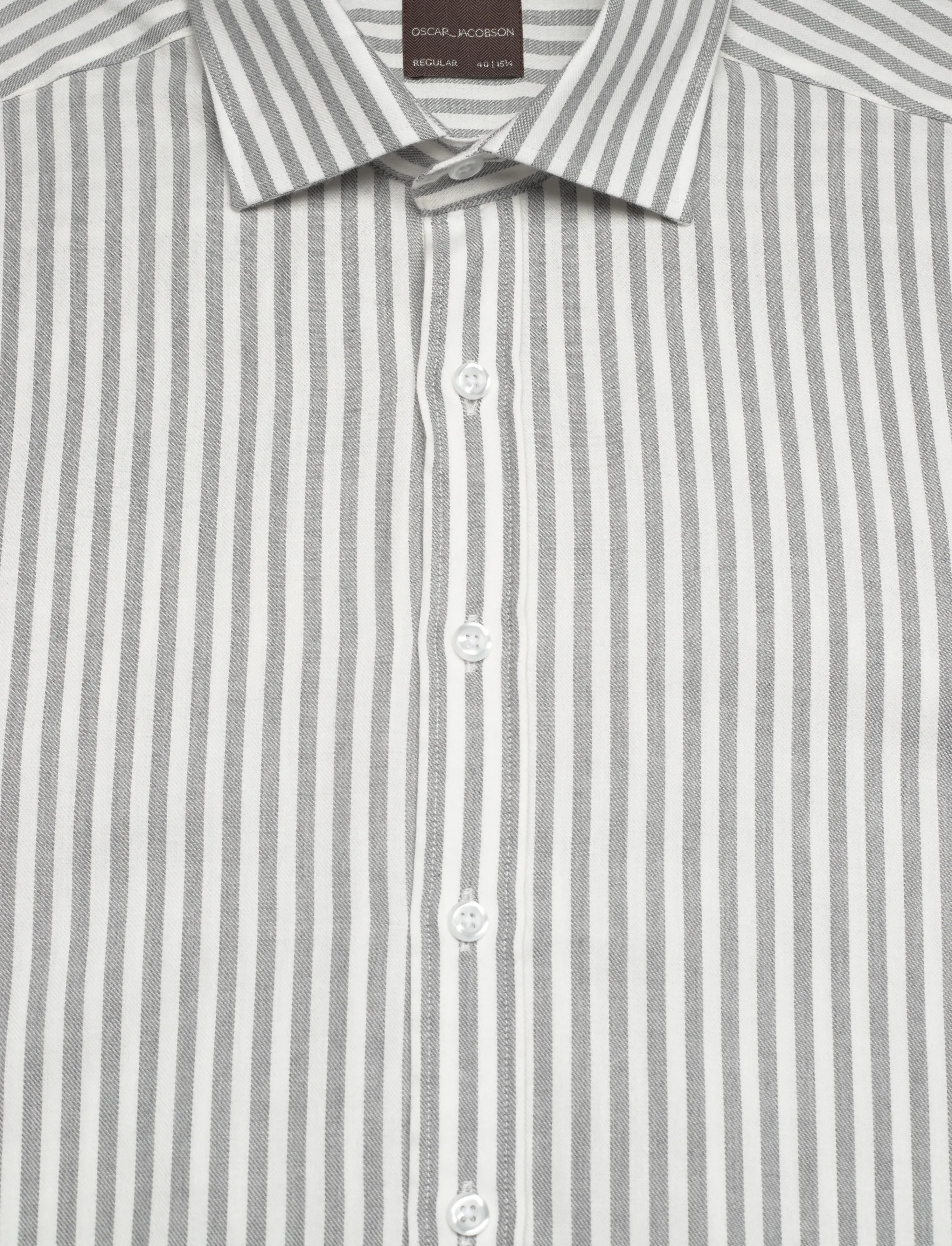 Oscar Jacobson - Reg Fit Cut Away Striped Flannel - seaside grey - 2